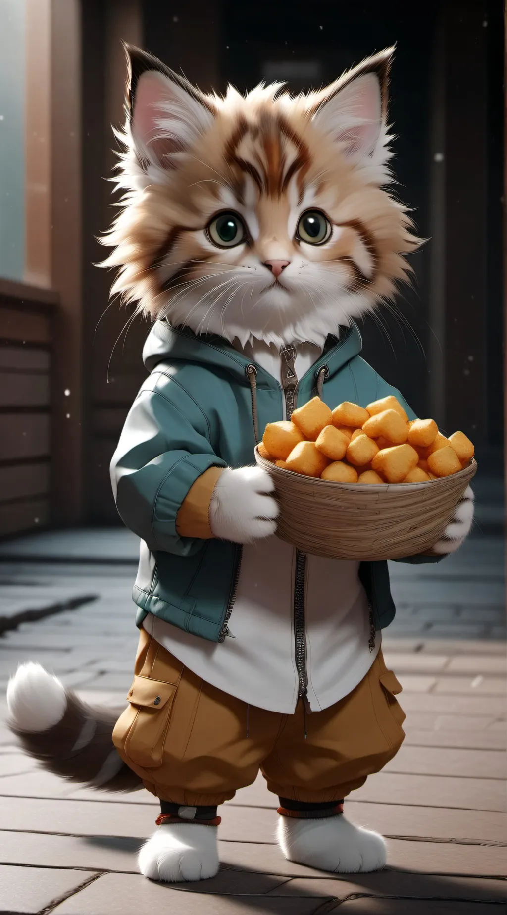 ai character: Nugget cat background