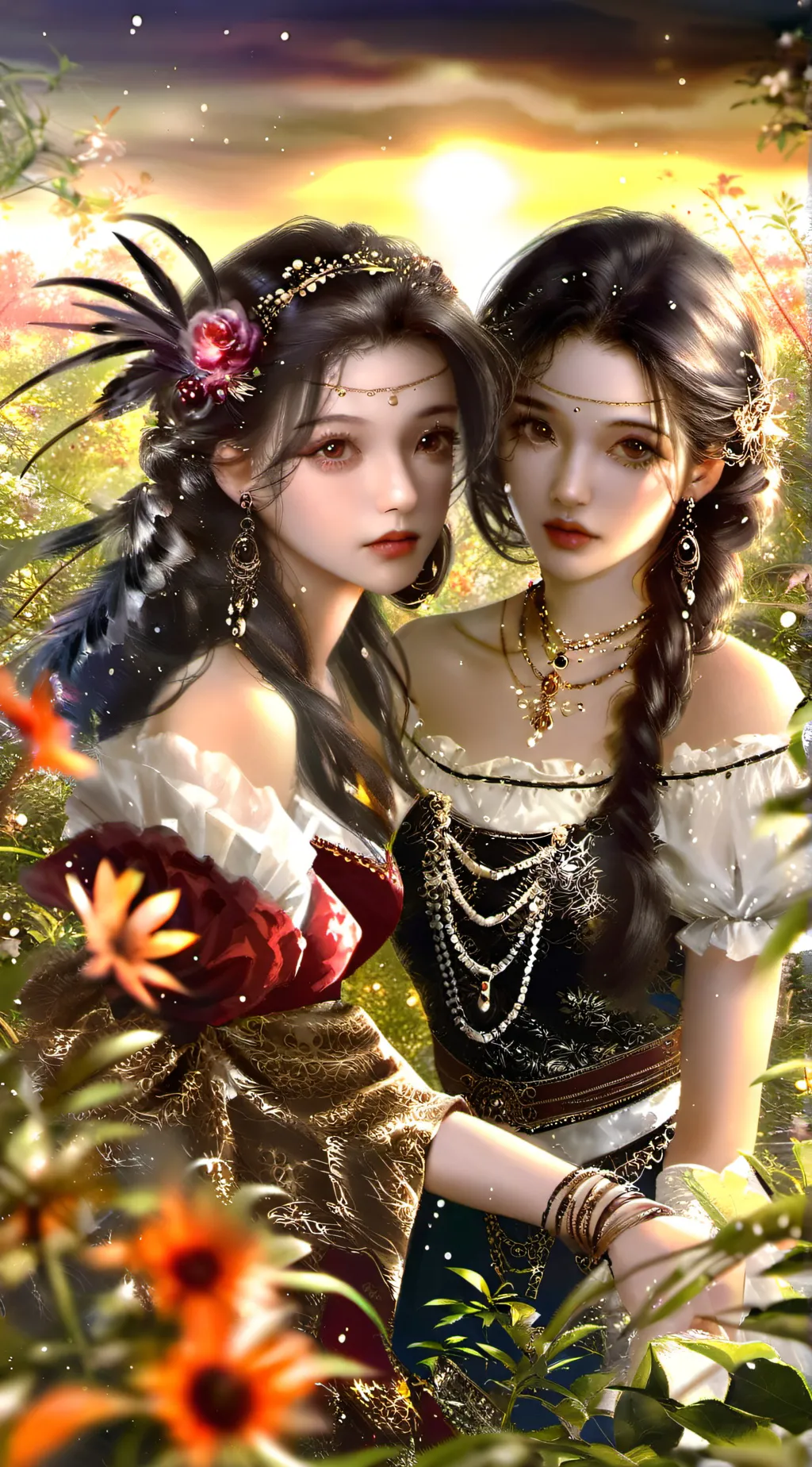 ai character: luna and princess  background