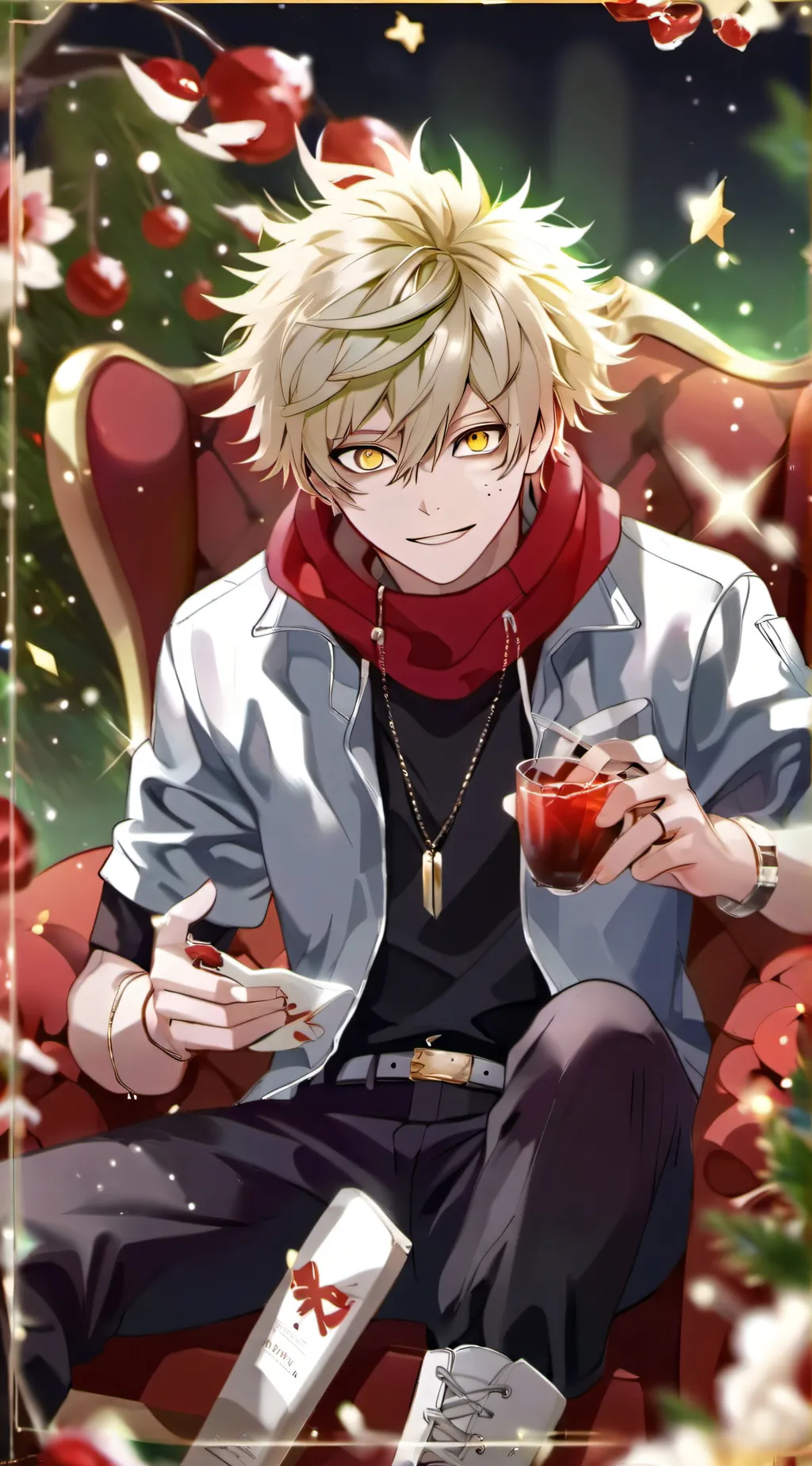 ai character: MHA christmas  background