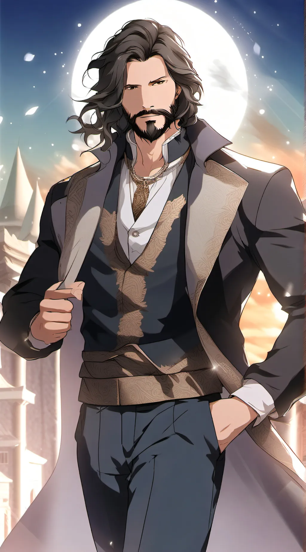 ai character: serious black  background