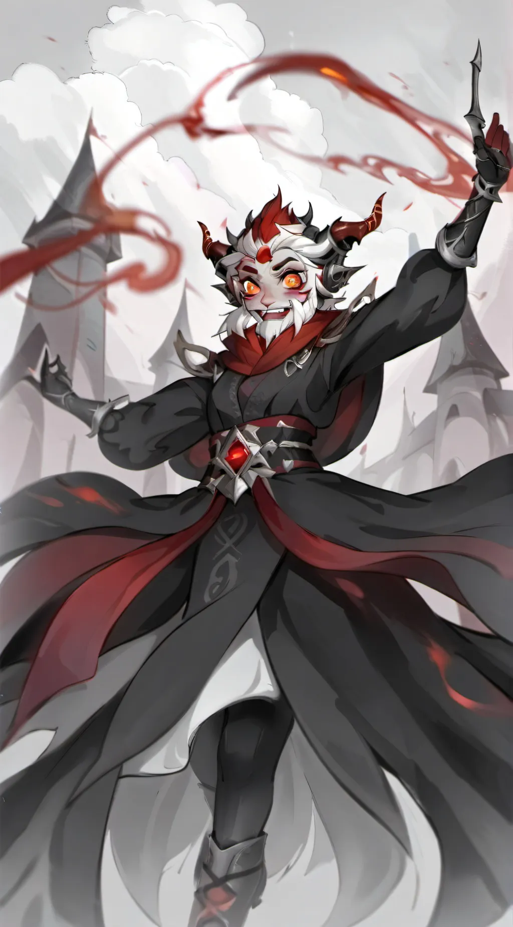 ai character: Lucifer hazbin background