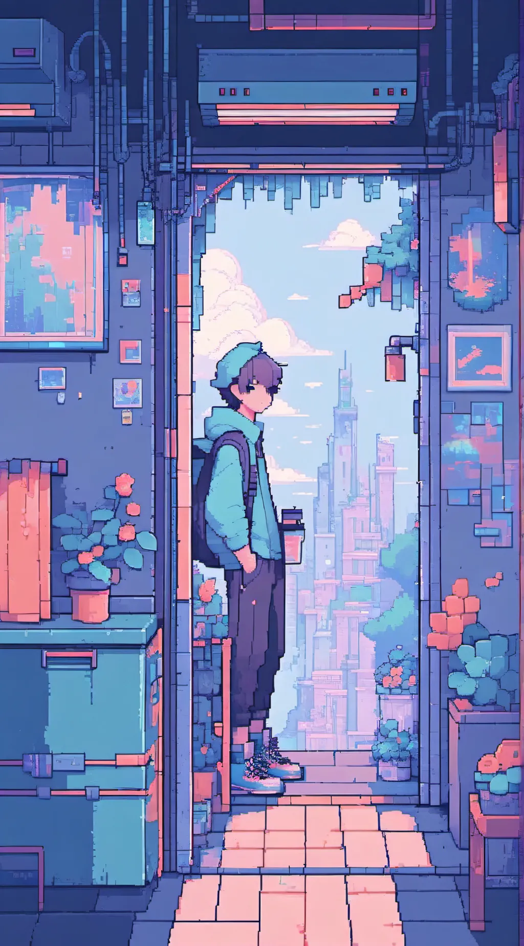 ai character: smiling critters background