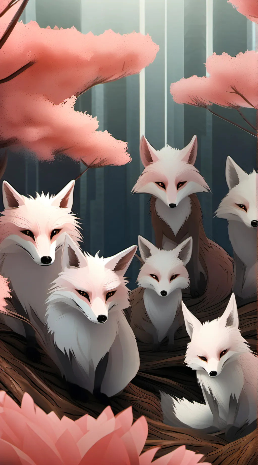 ai character: Pink Foxes background