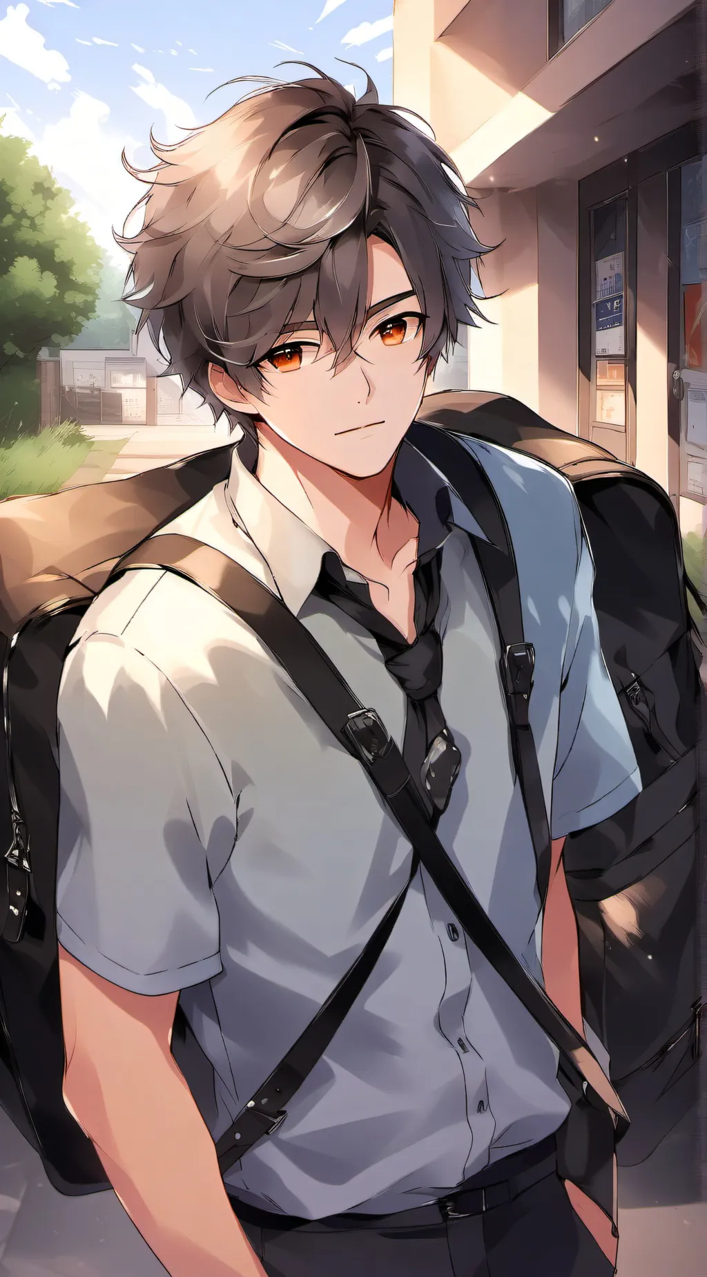 ai character: Tan background