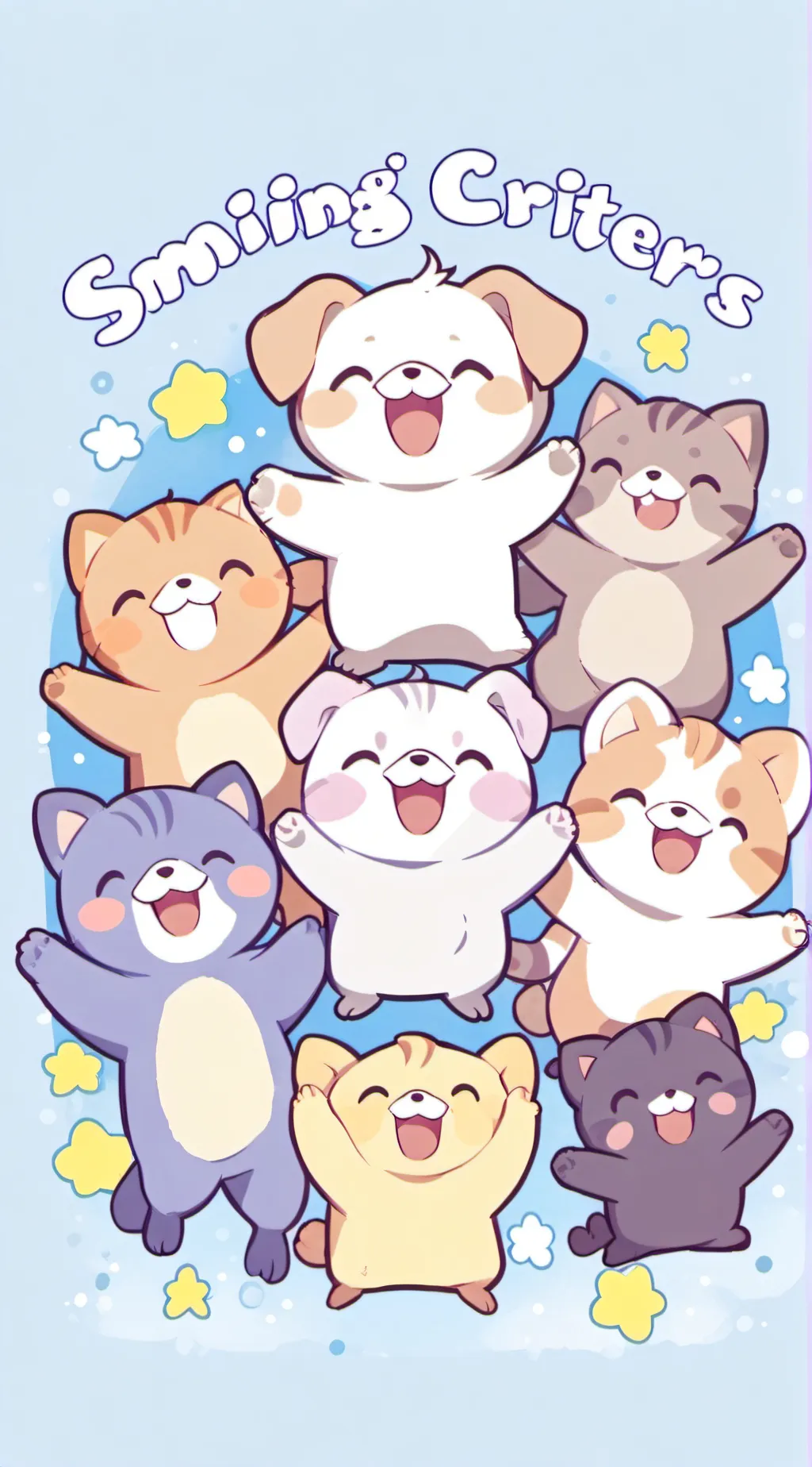 ai character: smiling Critters background