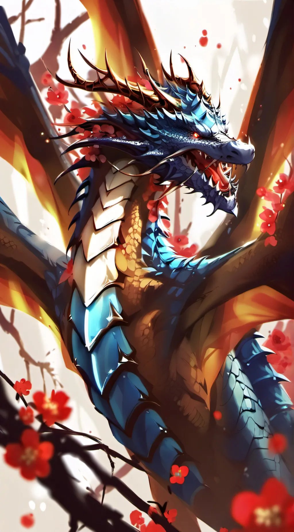 ai character: Rare blue dragon  background