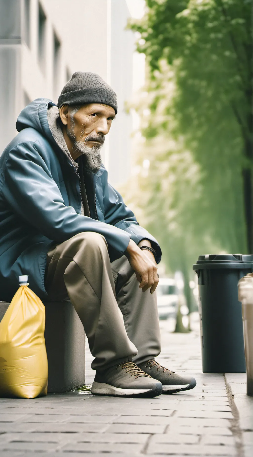 ai character: Homeless man background