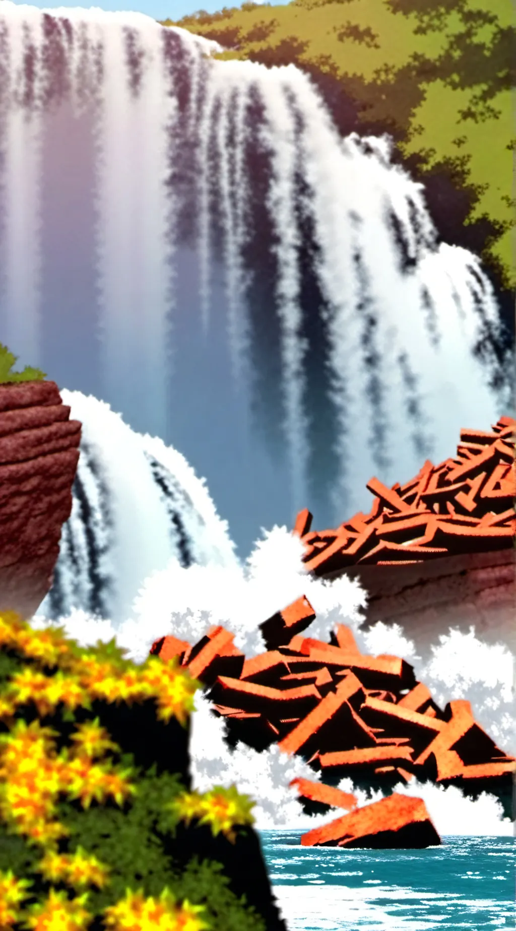 ai character: collapse bridge  background