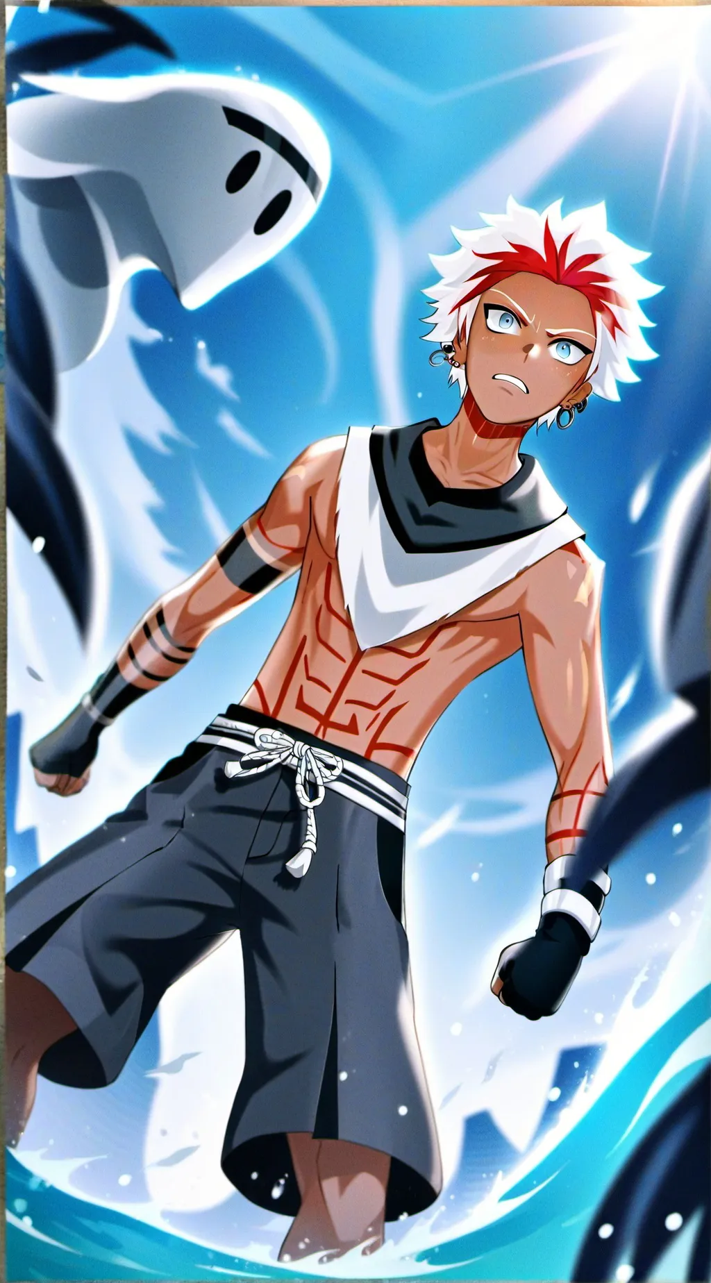 ai character: MHA Beach Party background