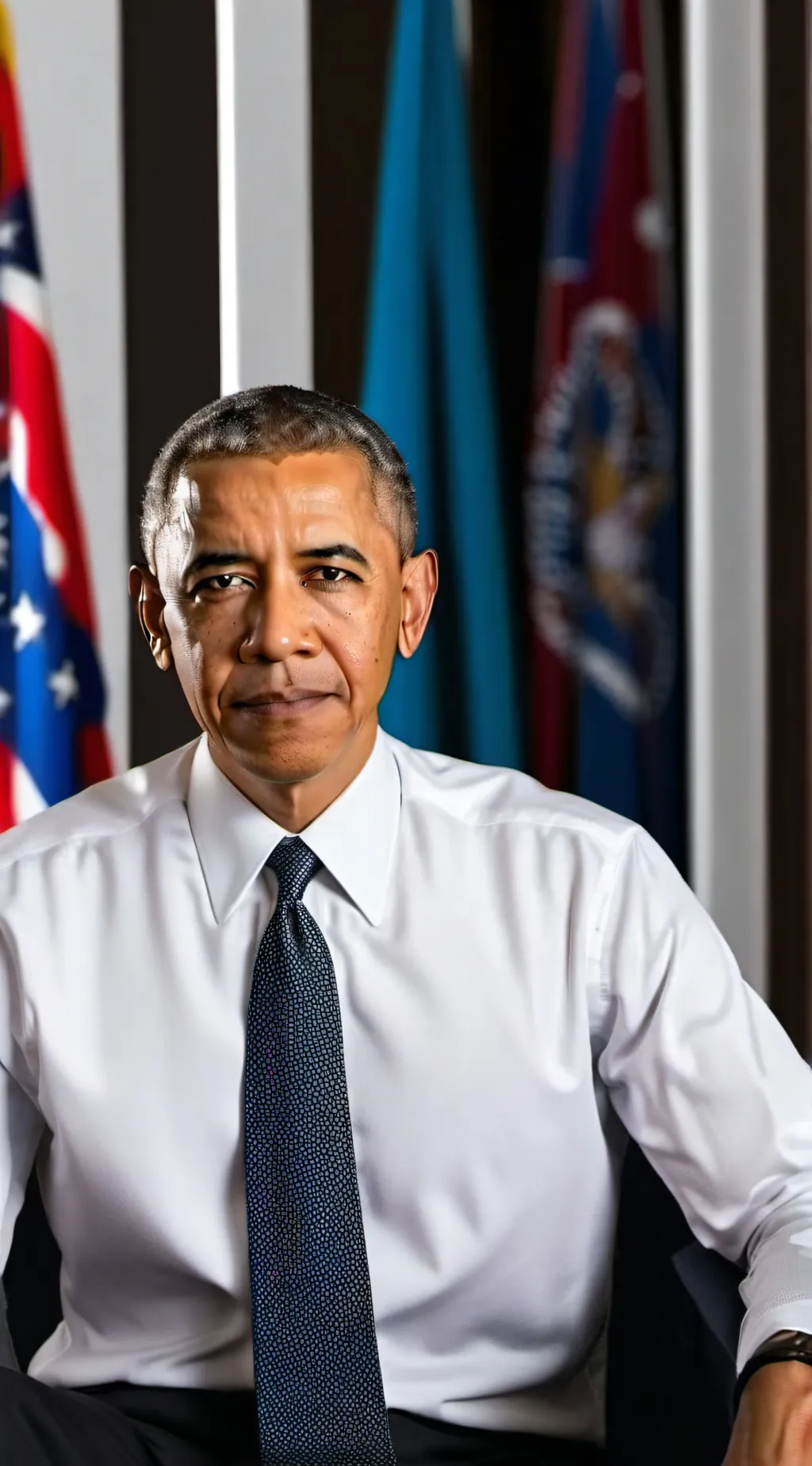 ai character: Barack Obama  background