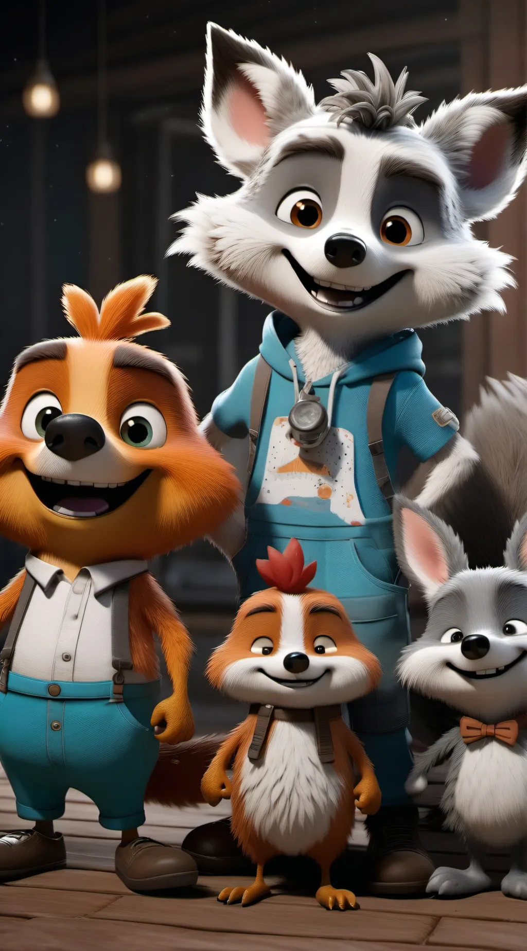 ai character: Smiling critters background