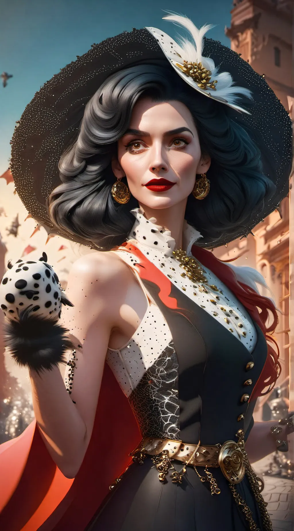 ai character: Cruella de vil  background
