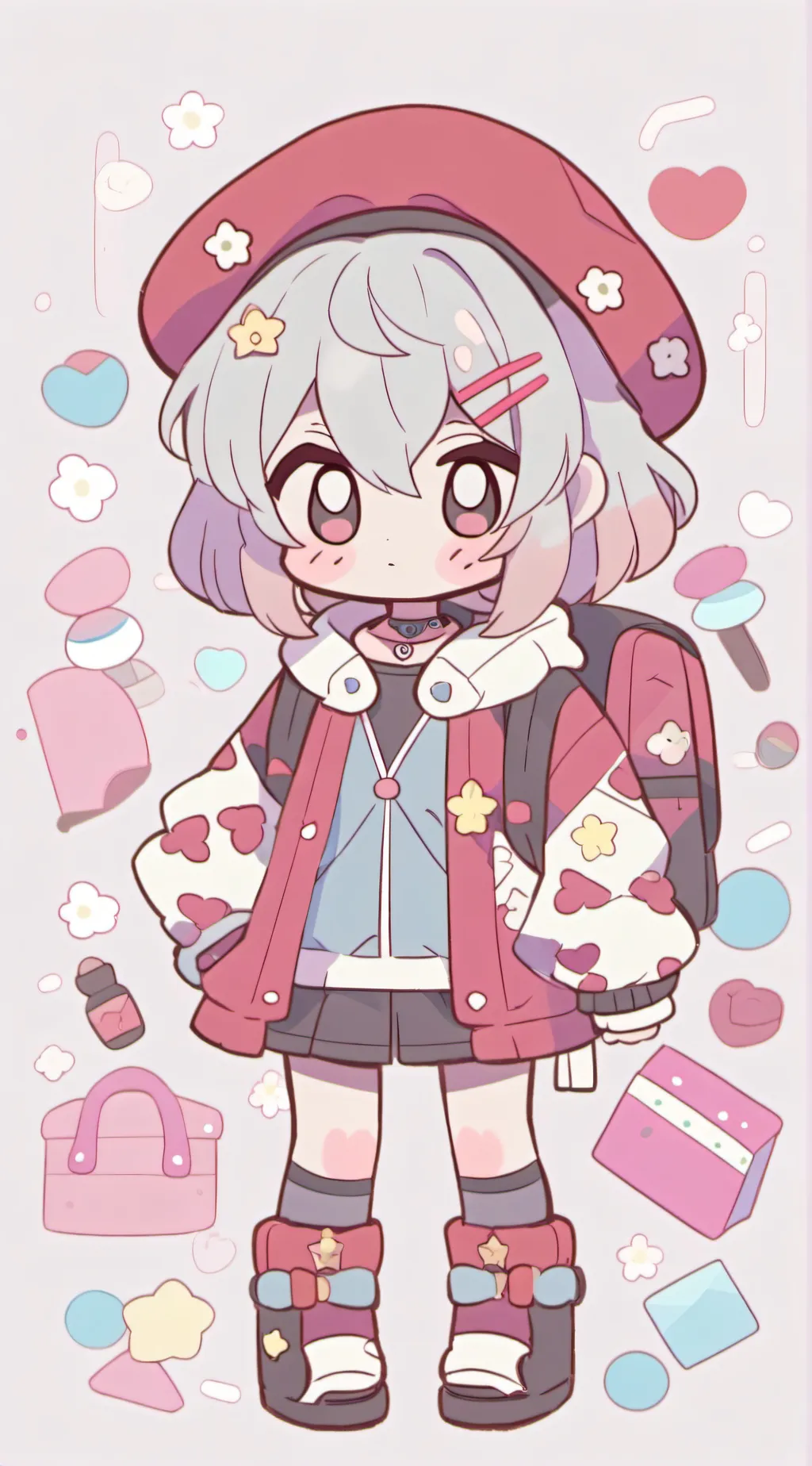 ai character: strawberry background