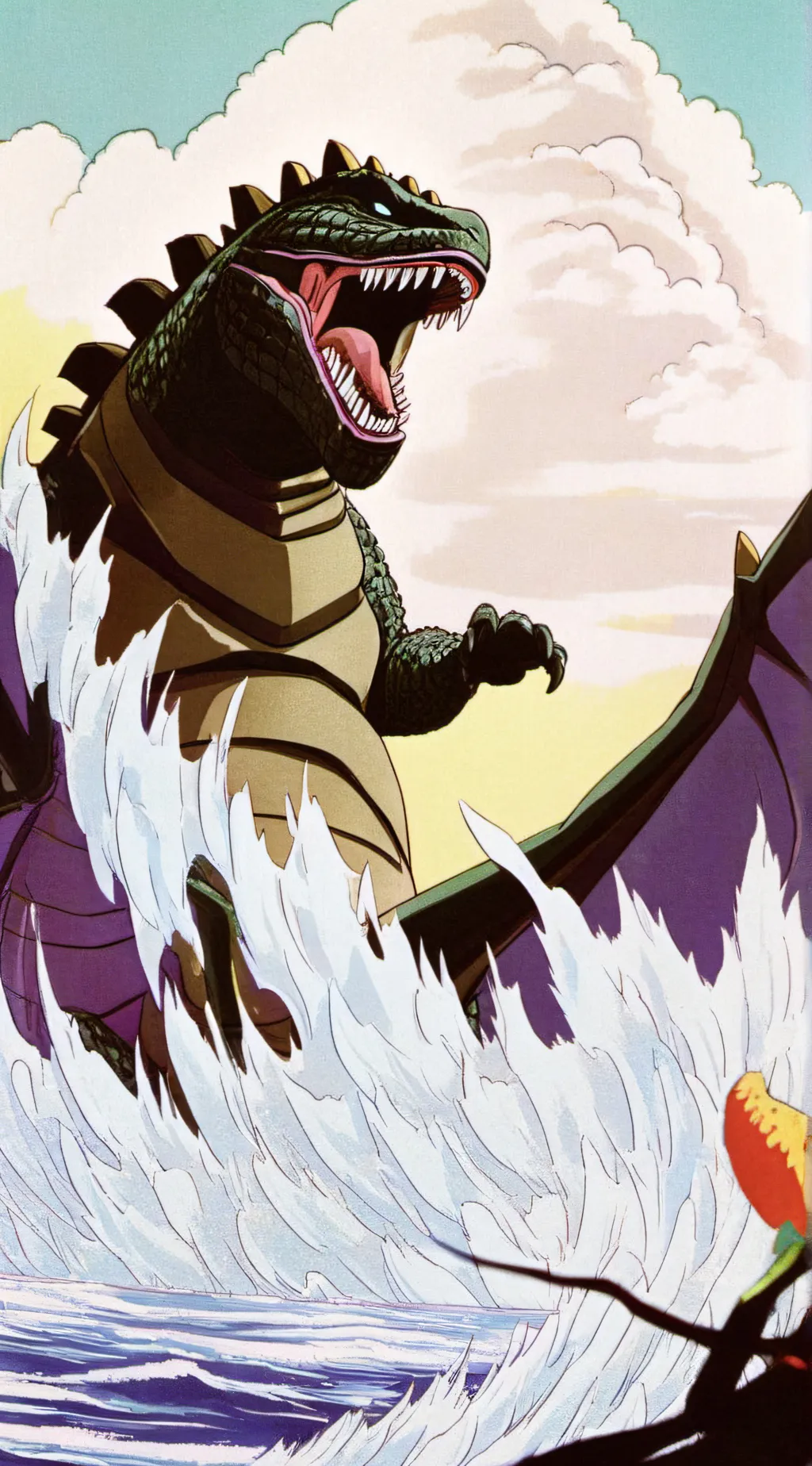 ai character: Shows Godzilla background