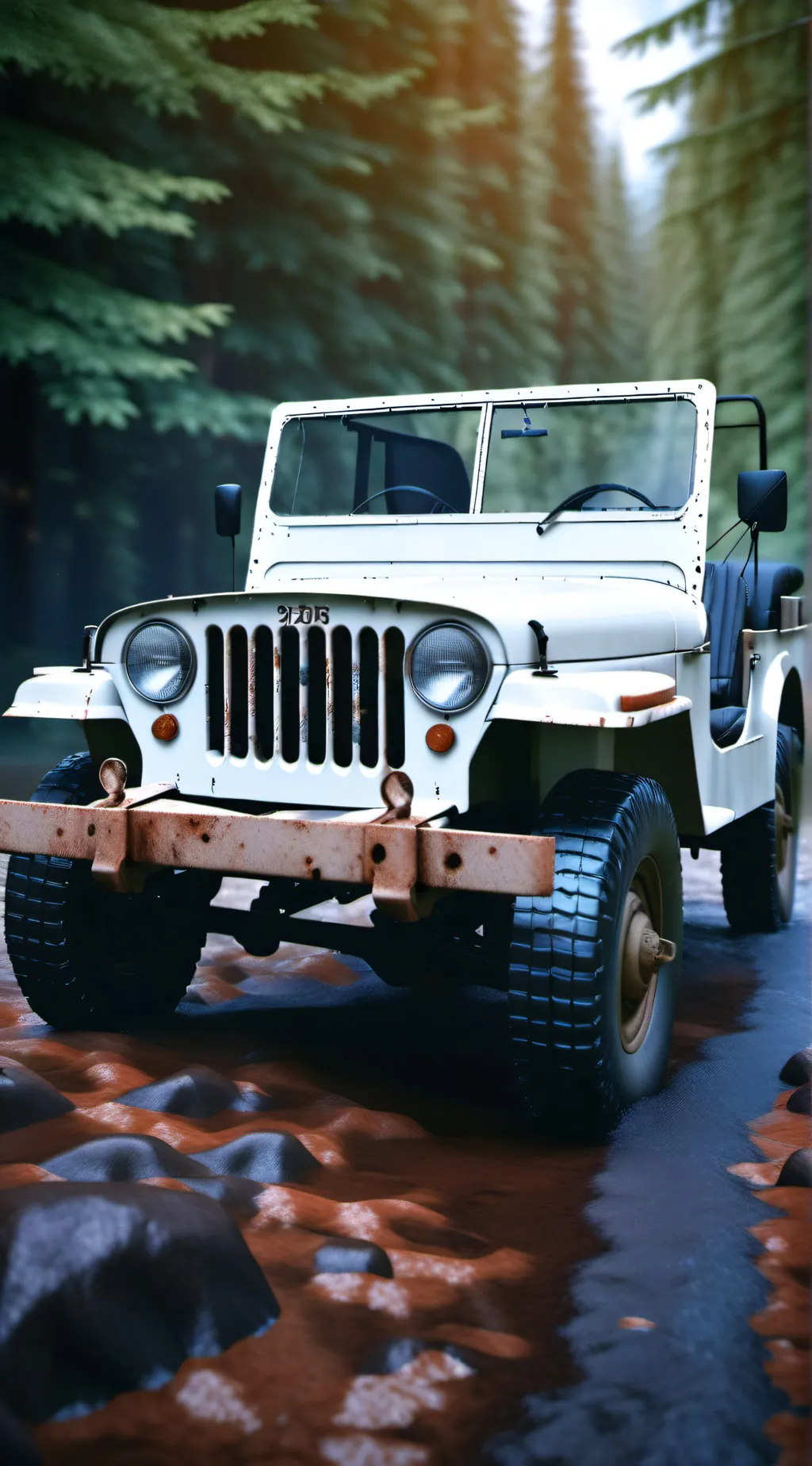 ai character: White Willy Jeep background