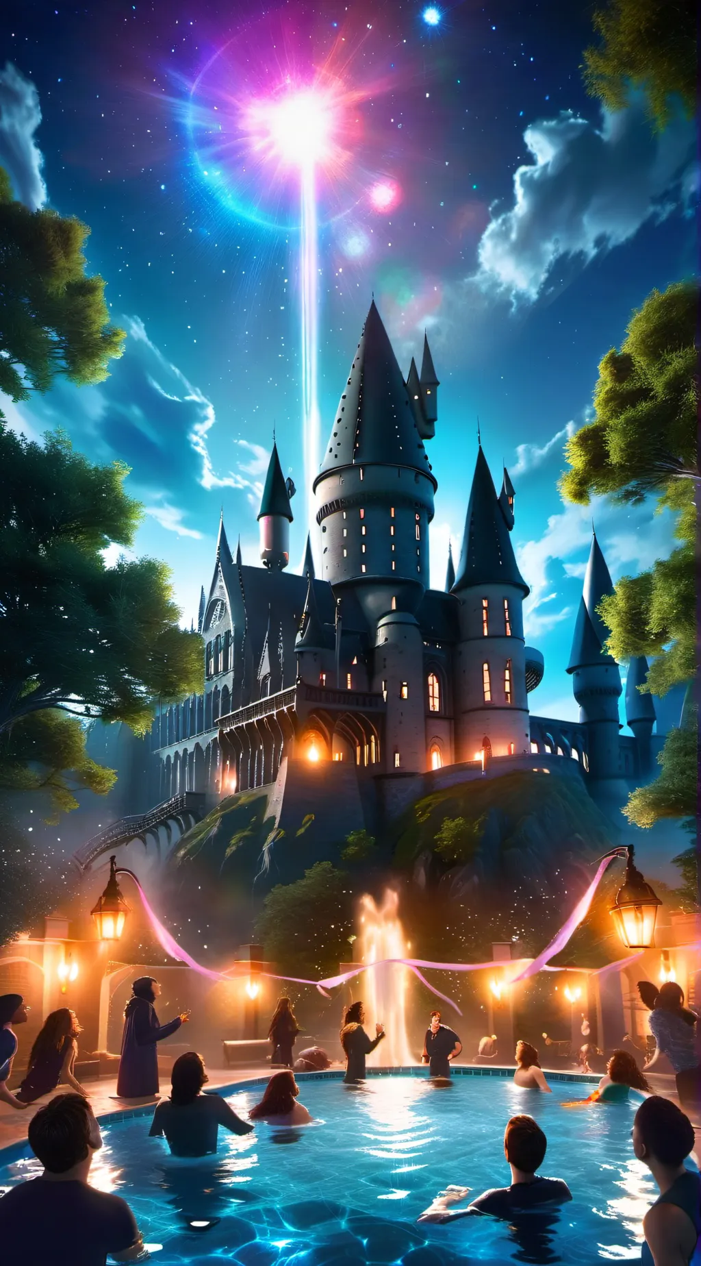 ai character: slytherin pool day background