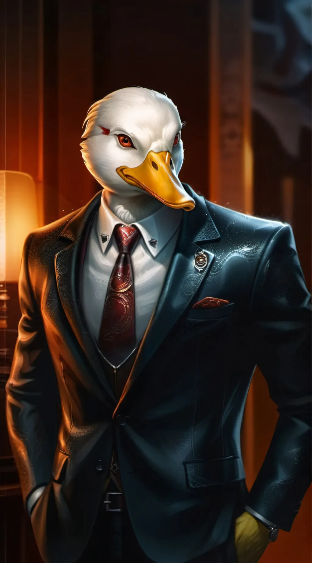 ai character: The Duck Overlord  background