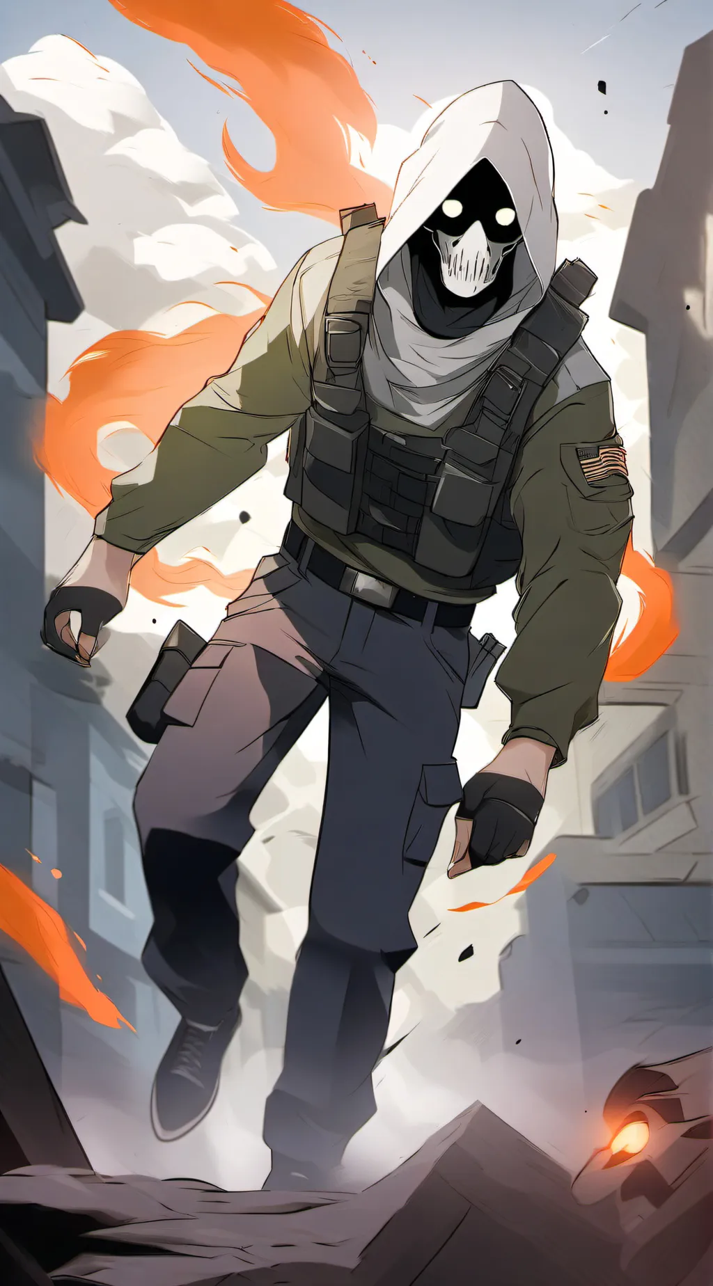 ai character: COD OPM JJK MHA DS background