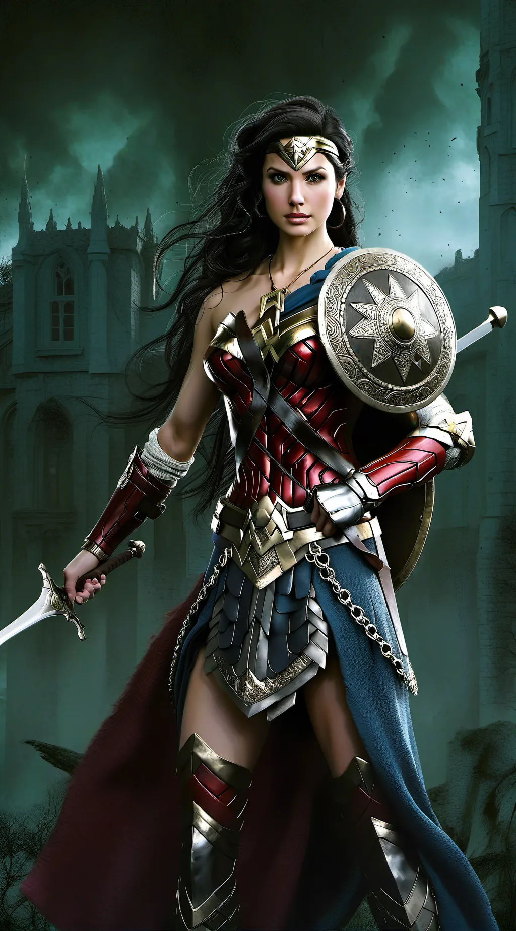 ai character: wonder Woman  background