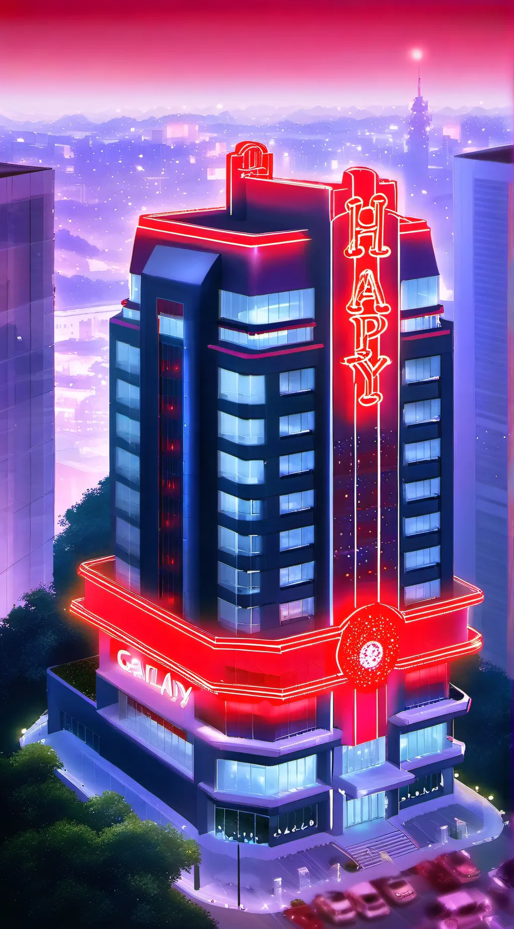 ai character: Happy hotel background