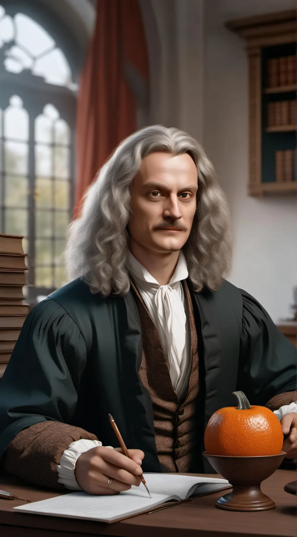 ai character: Isaac Newton  background