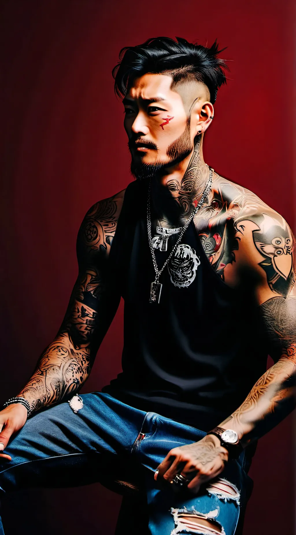 ai character: 지훈 문 background