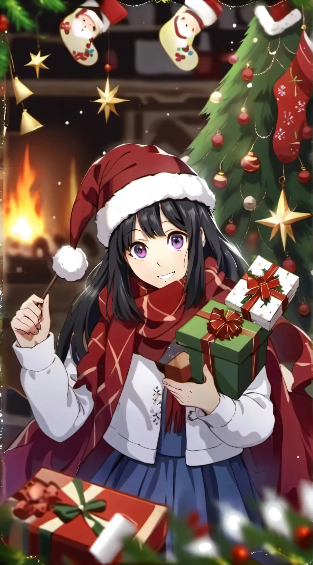 ai character: HH Christmas background