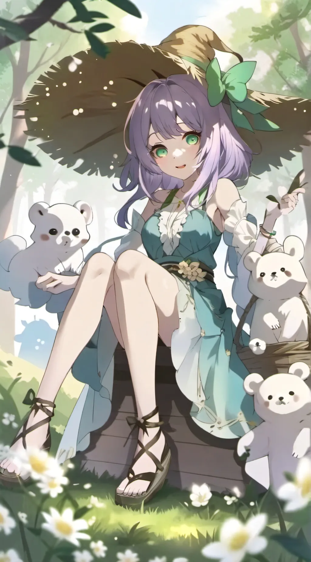 ai character: Grass girl background