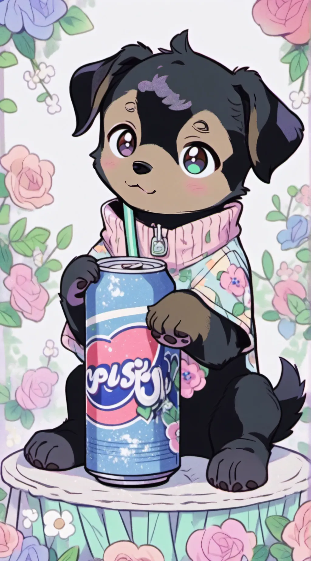 ai character: pepsi pup💙🤍❤️ background