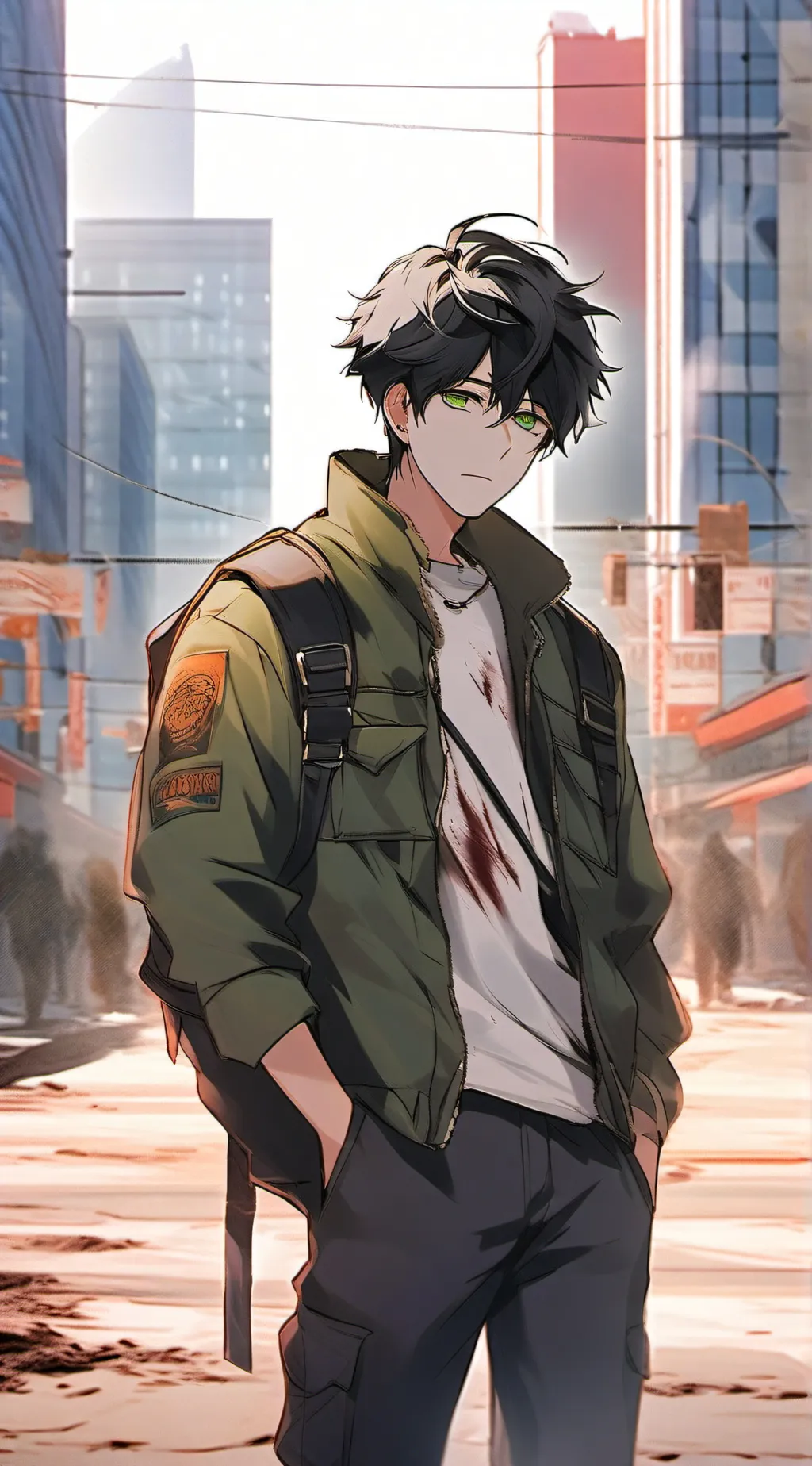 ai character: Gray background