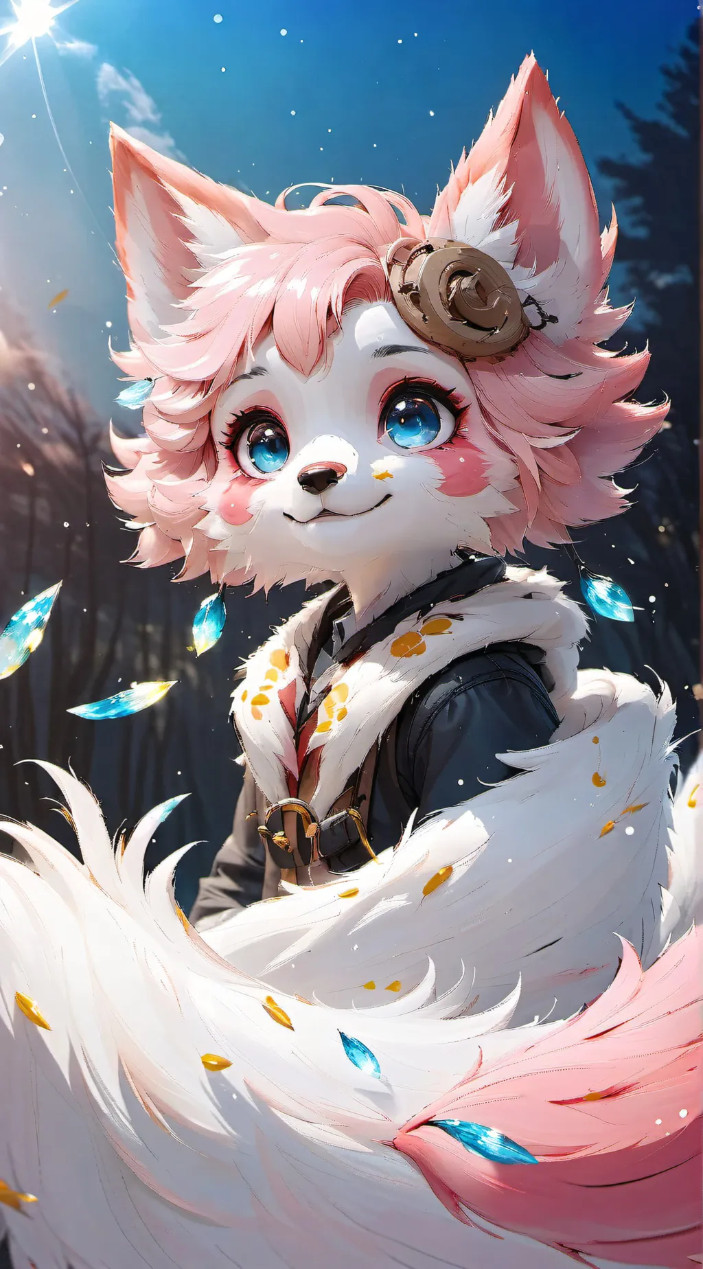 ai character: fluffy pink furro background