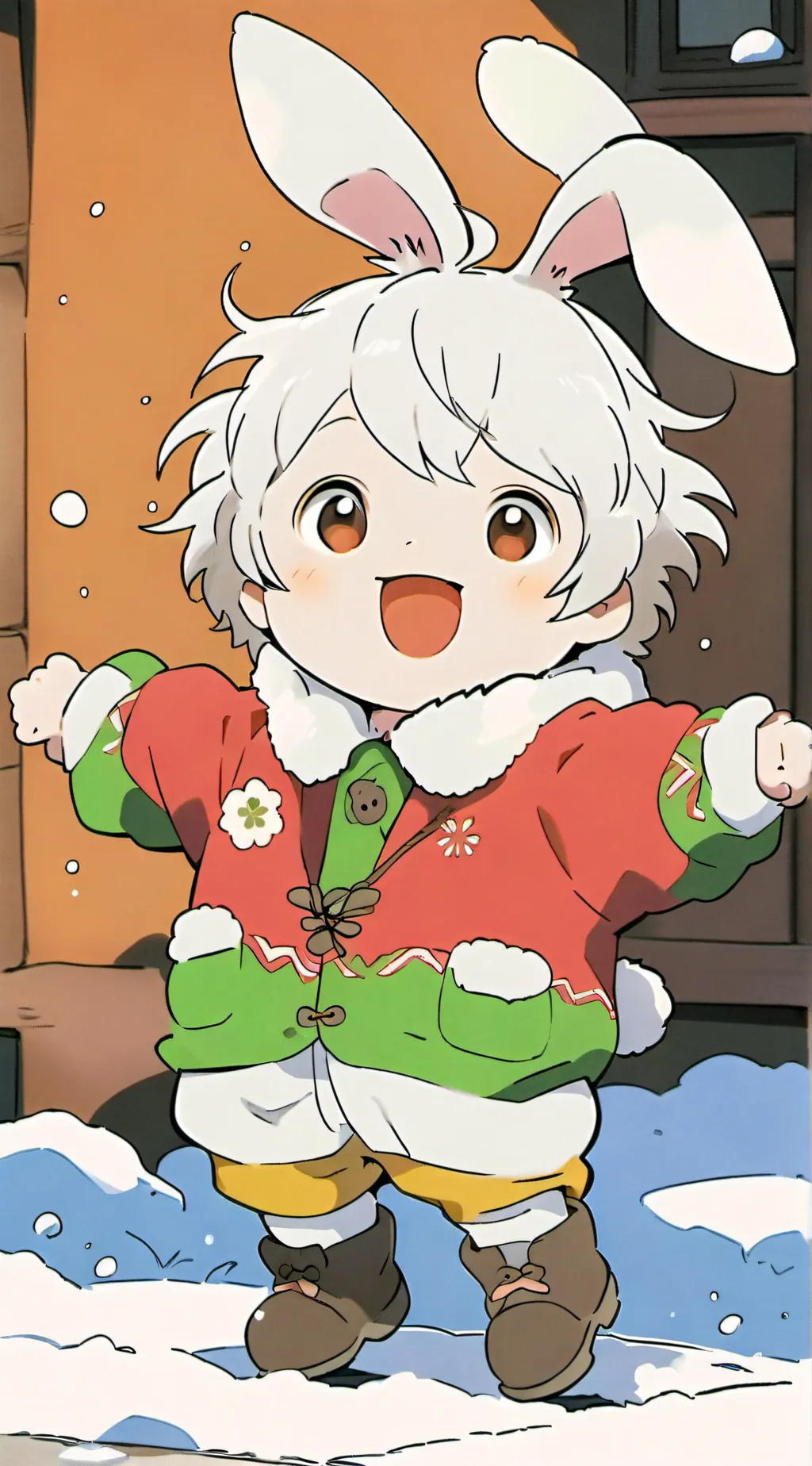 ai character: Snow ice  background