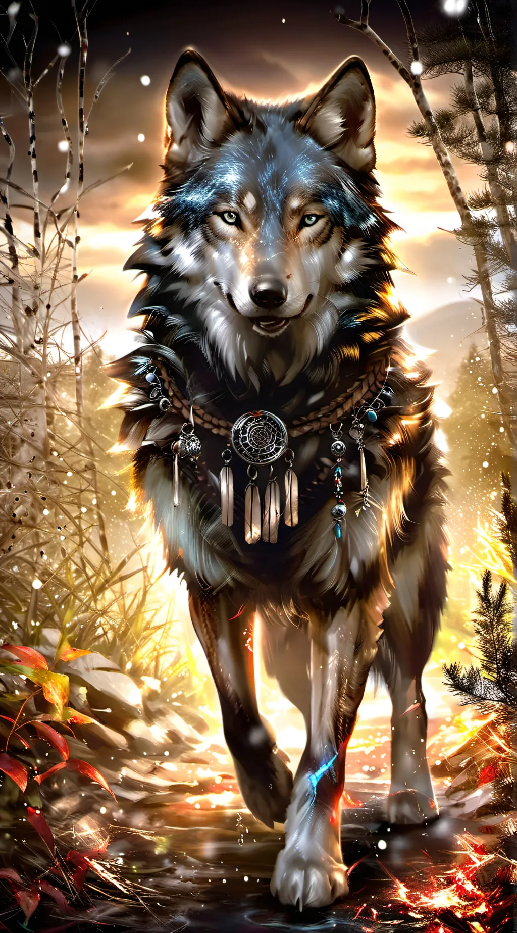 ai character: fire flame background