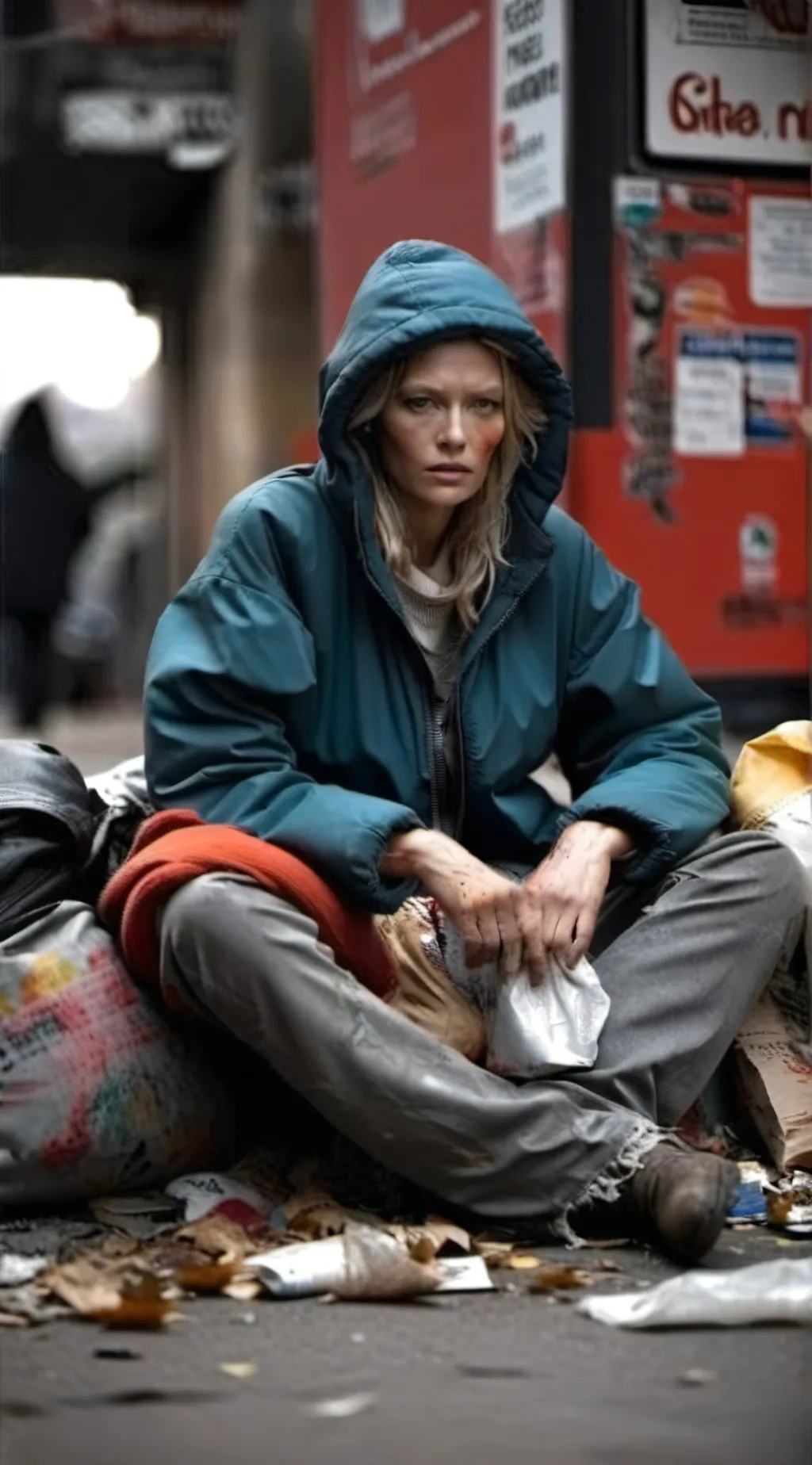 ai character: homeless district  background