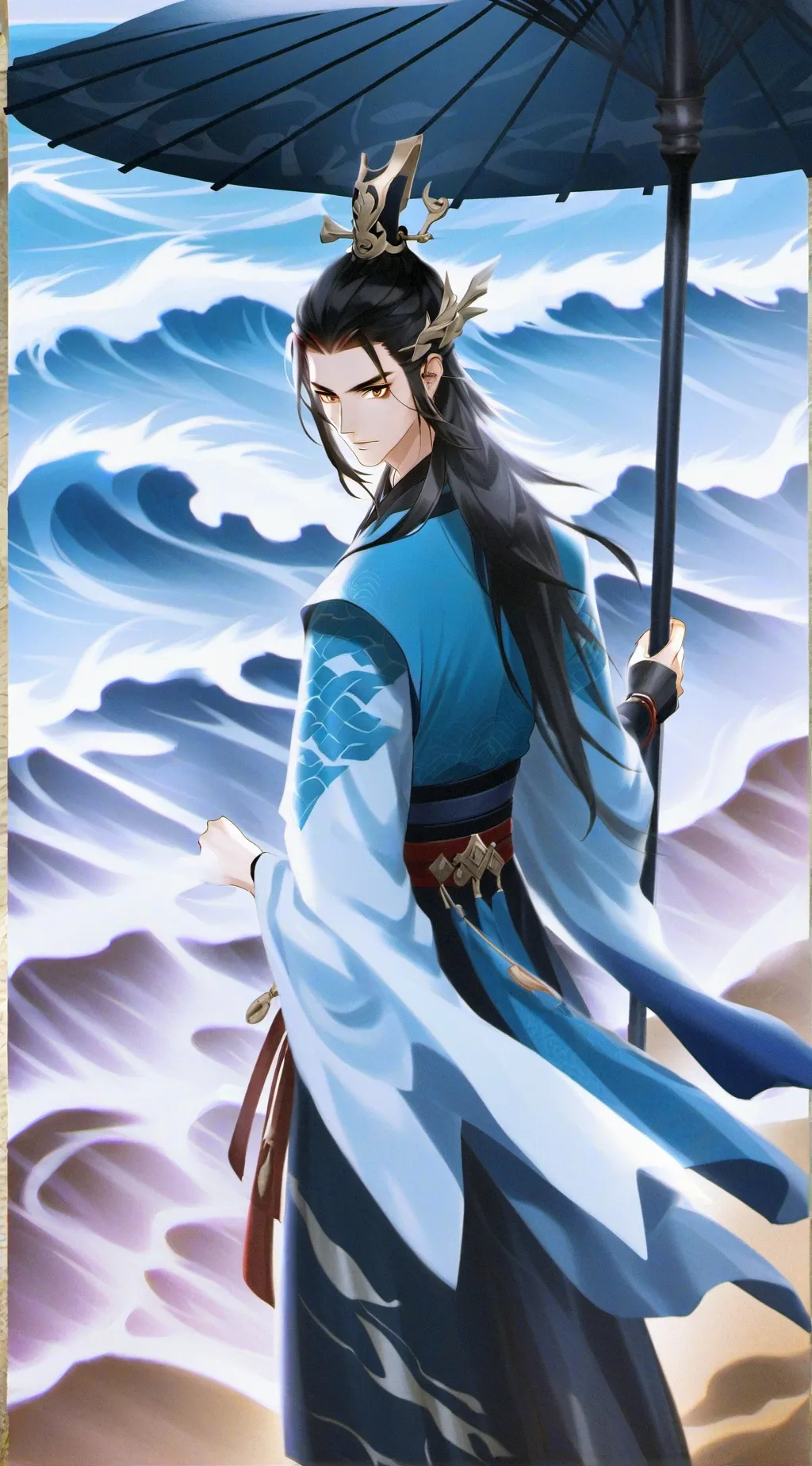 ai character: mha older beach background