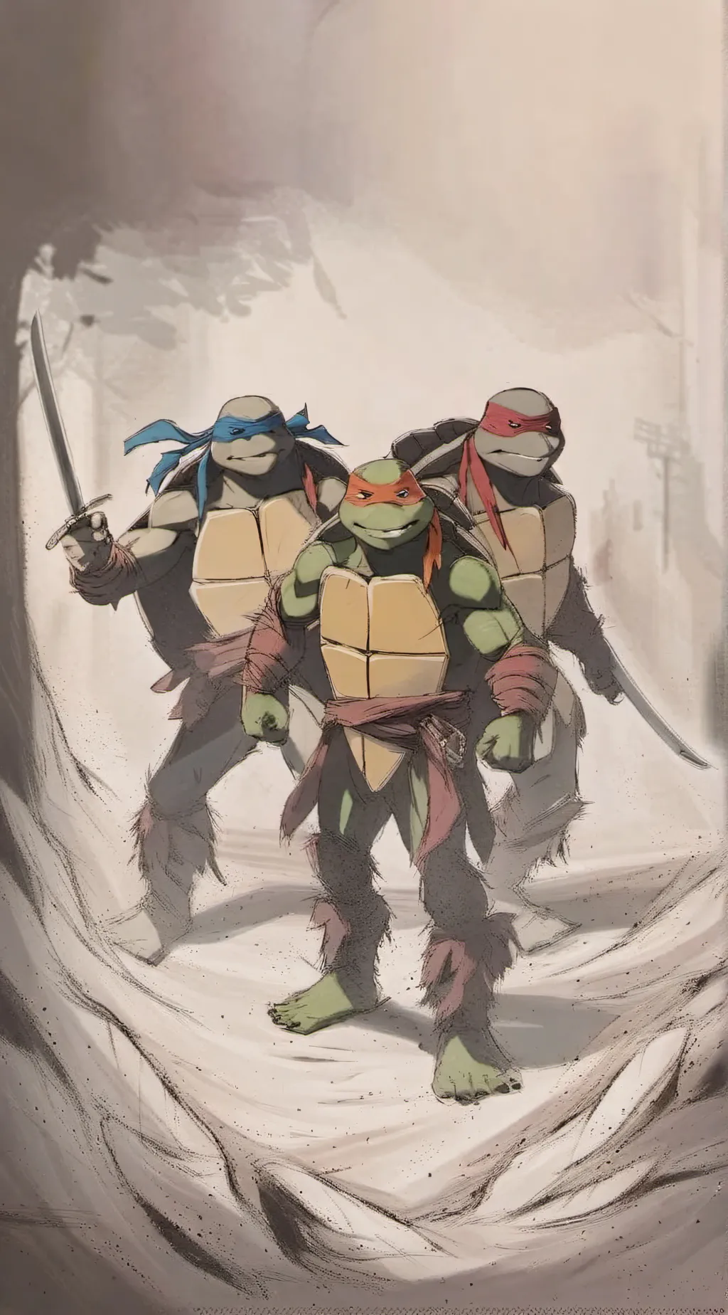 ai character: TMNT 2012 💙❤💜🧡 background