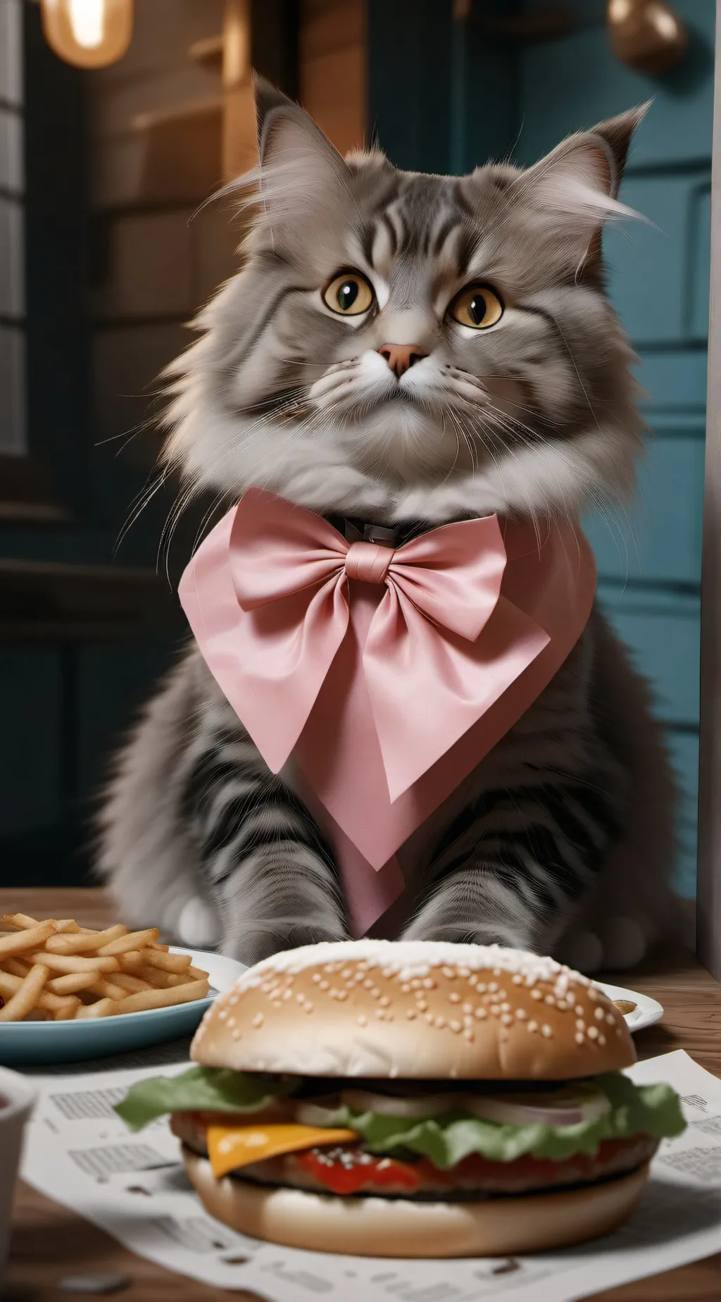 ai character: Rich cat good boy background