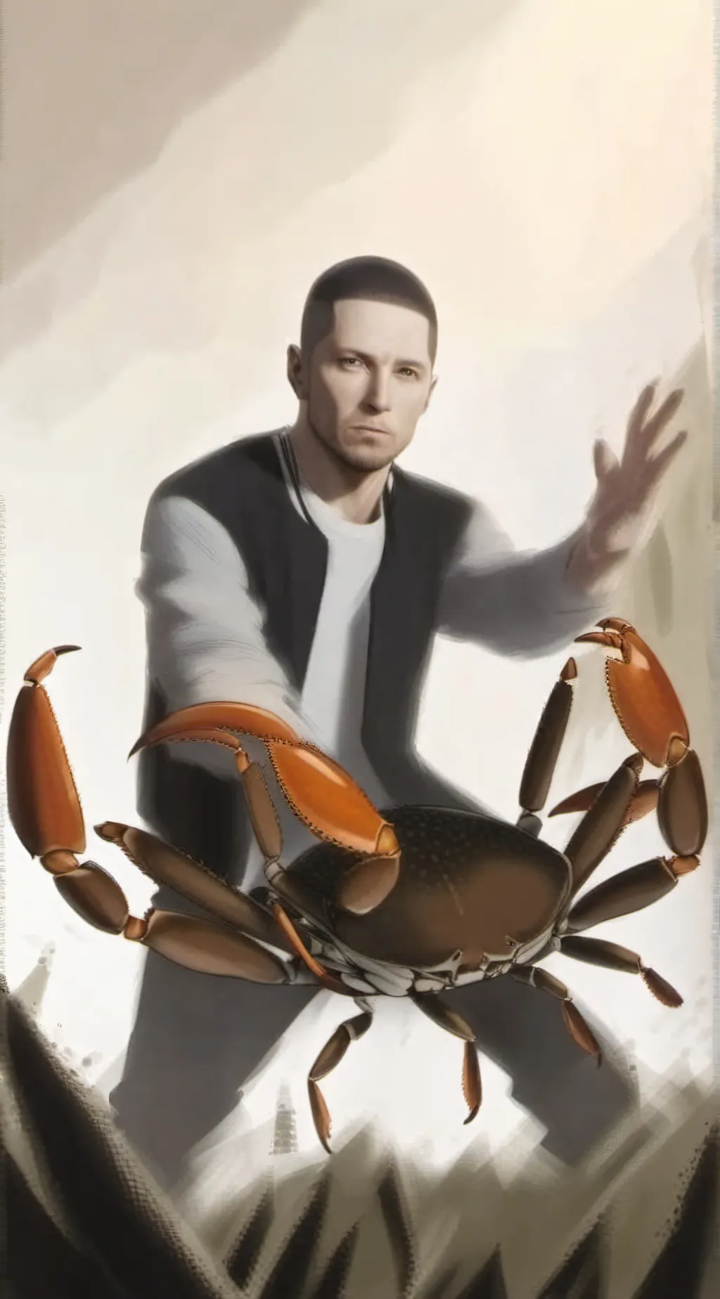 ai character: Eminem with a crab background