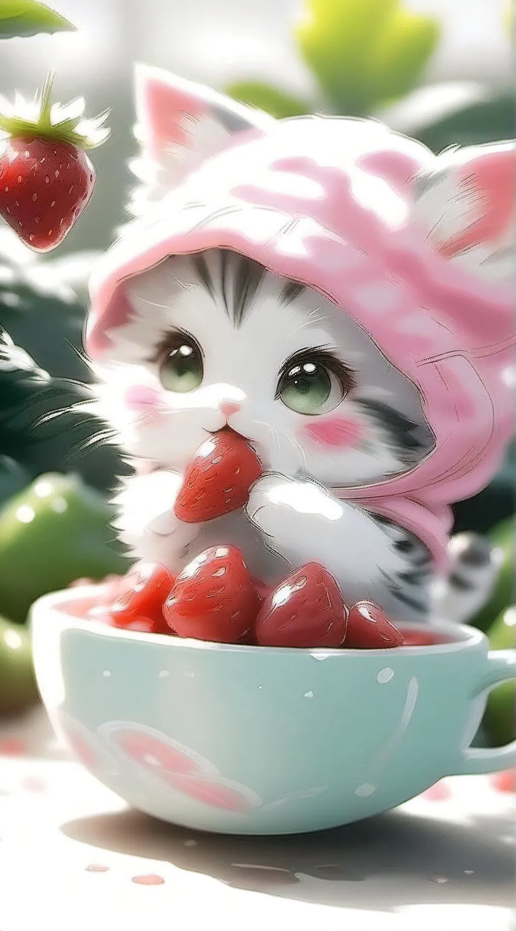 ai character: Strawberry  background