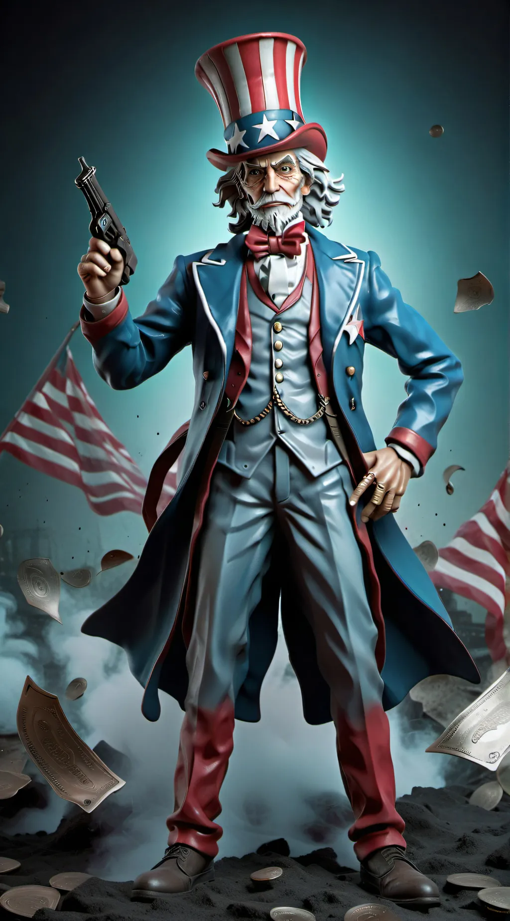 ai character: Uncle Sam  background