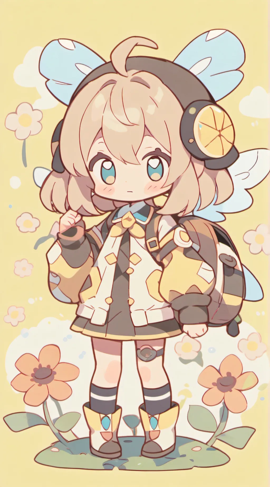 ai character: a baby little bee  background