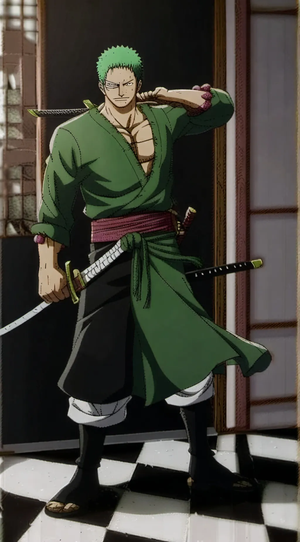 ai character: Zoro  background