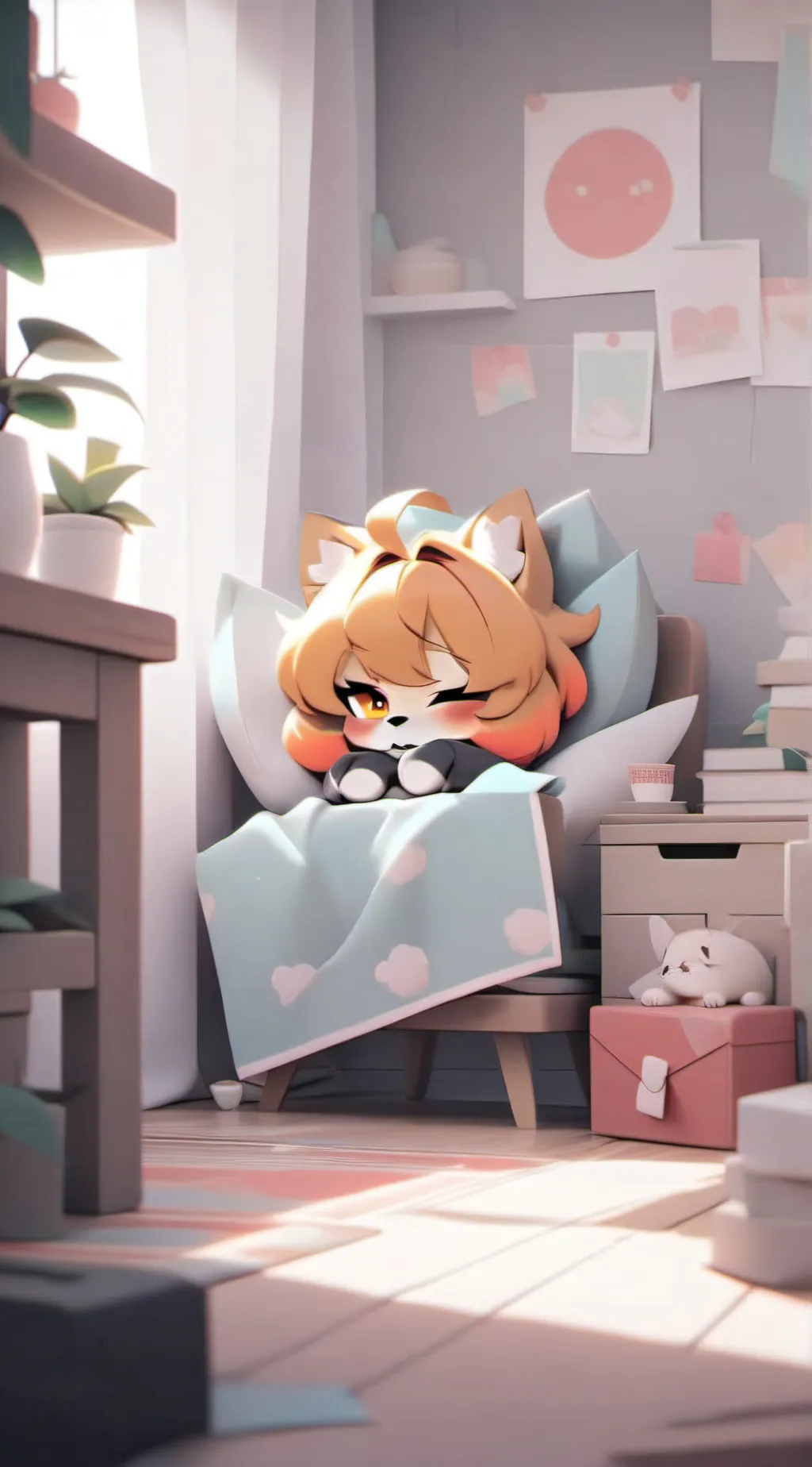 ai character: dogdey x catnap background