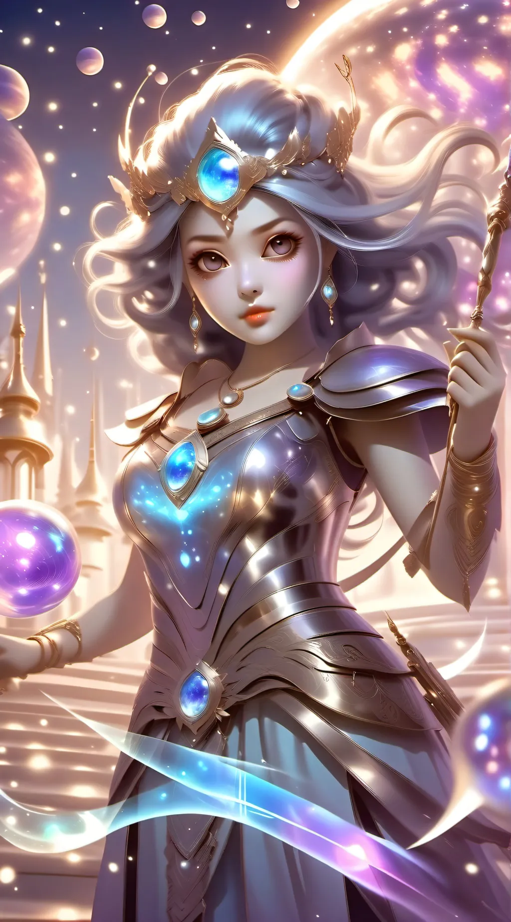 ai character: Galaxy, girl background