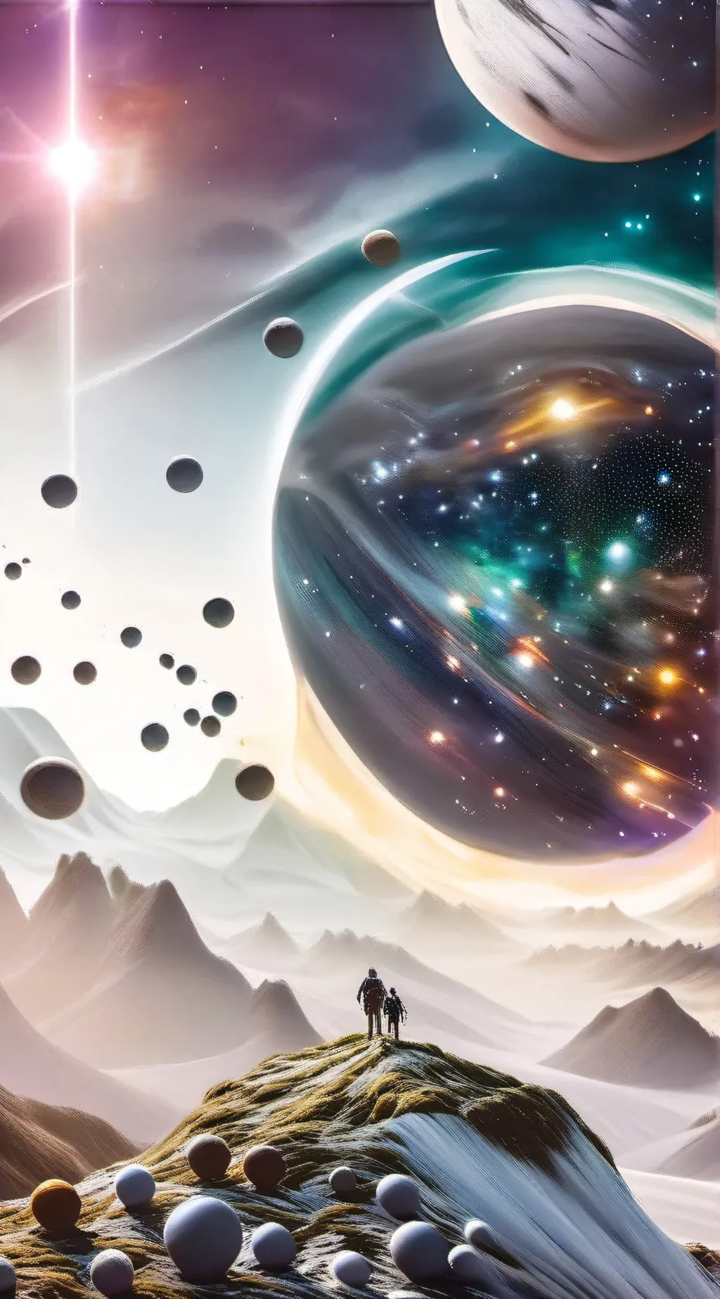 ai character: solar balls background