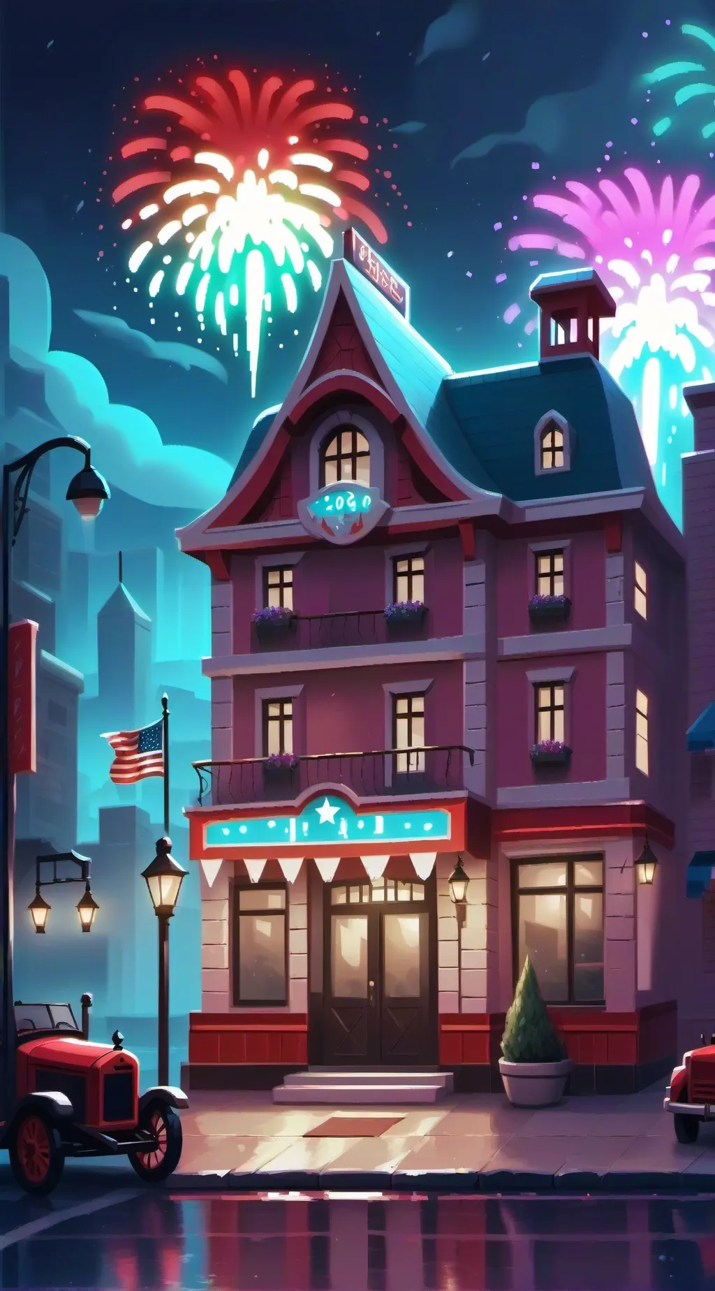 ai character: HH 4th Of July background