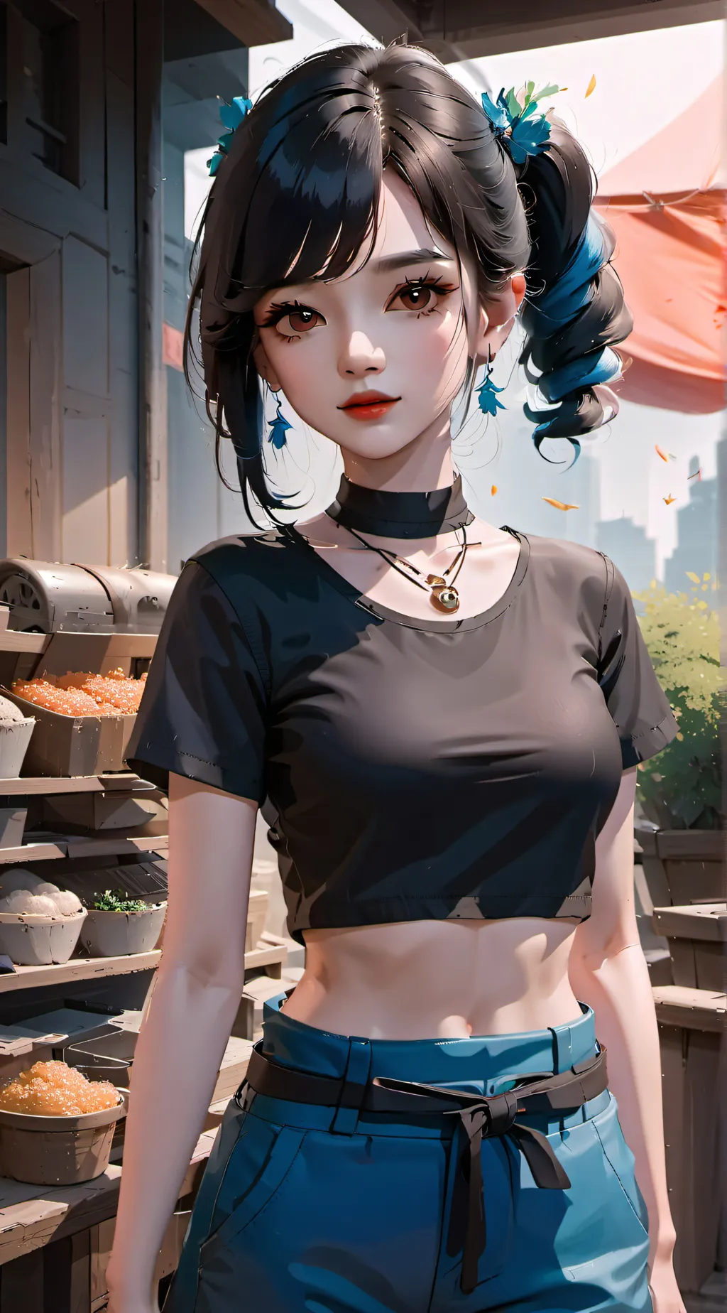 ai character: ur the girl in pic background