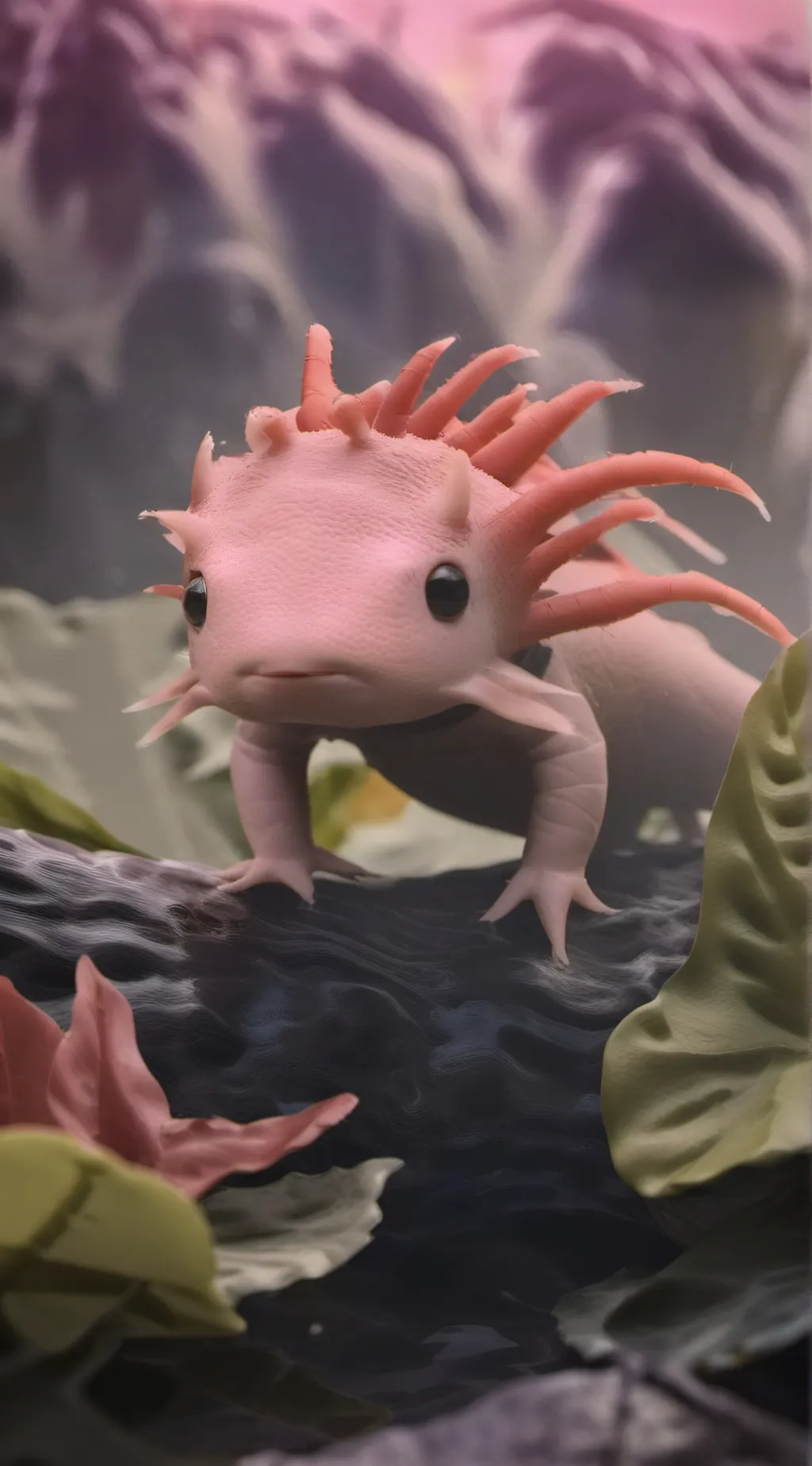 ai character: axolotl but famous background