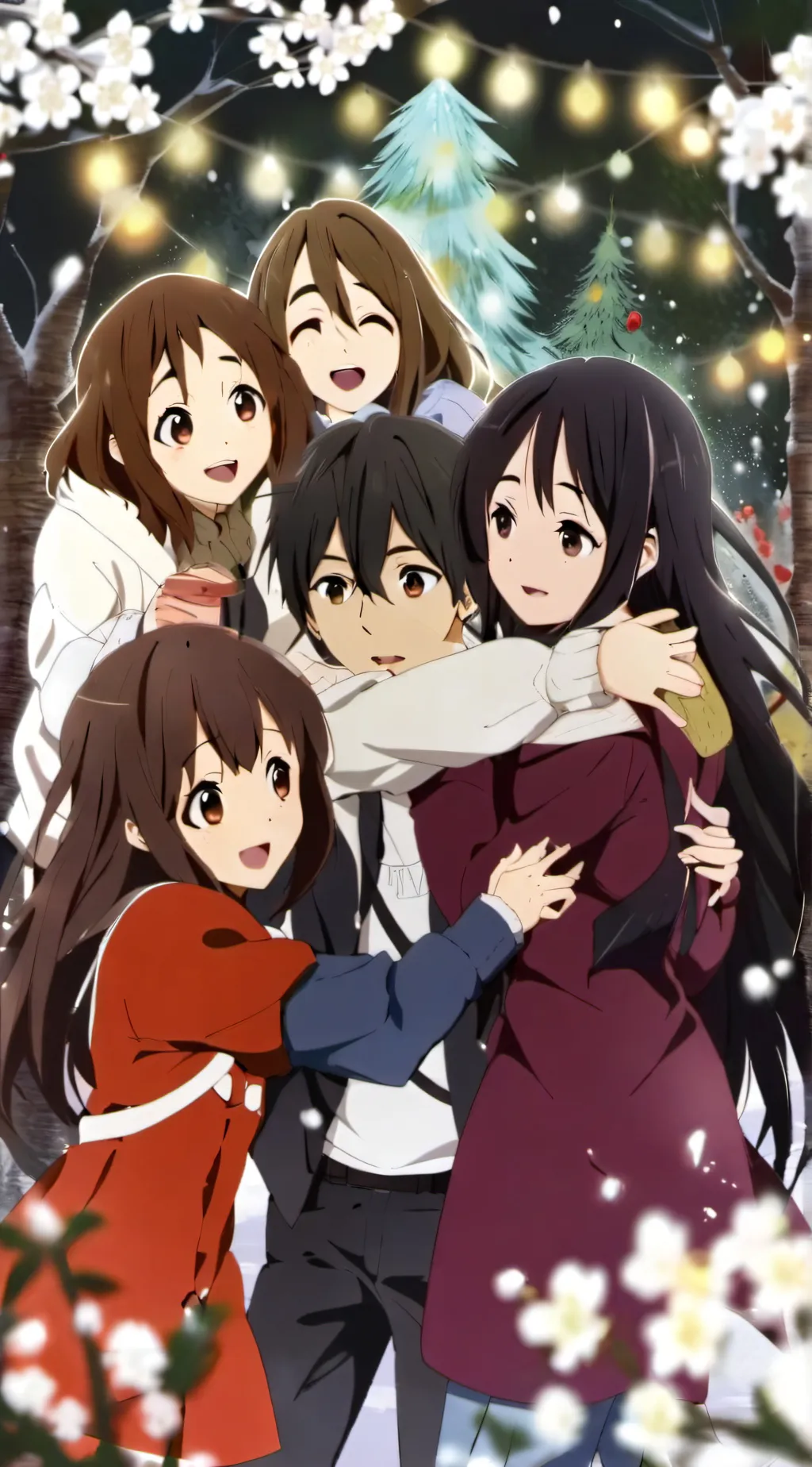 ai character: group of girls. background