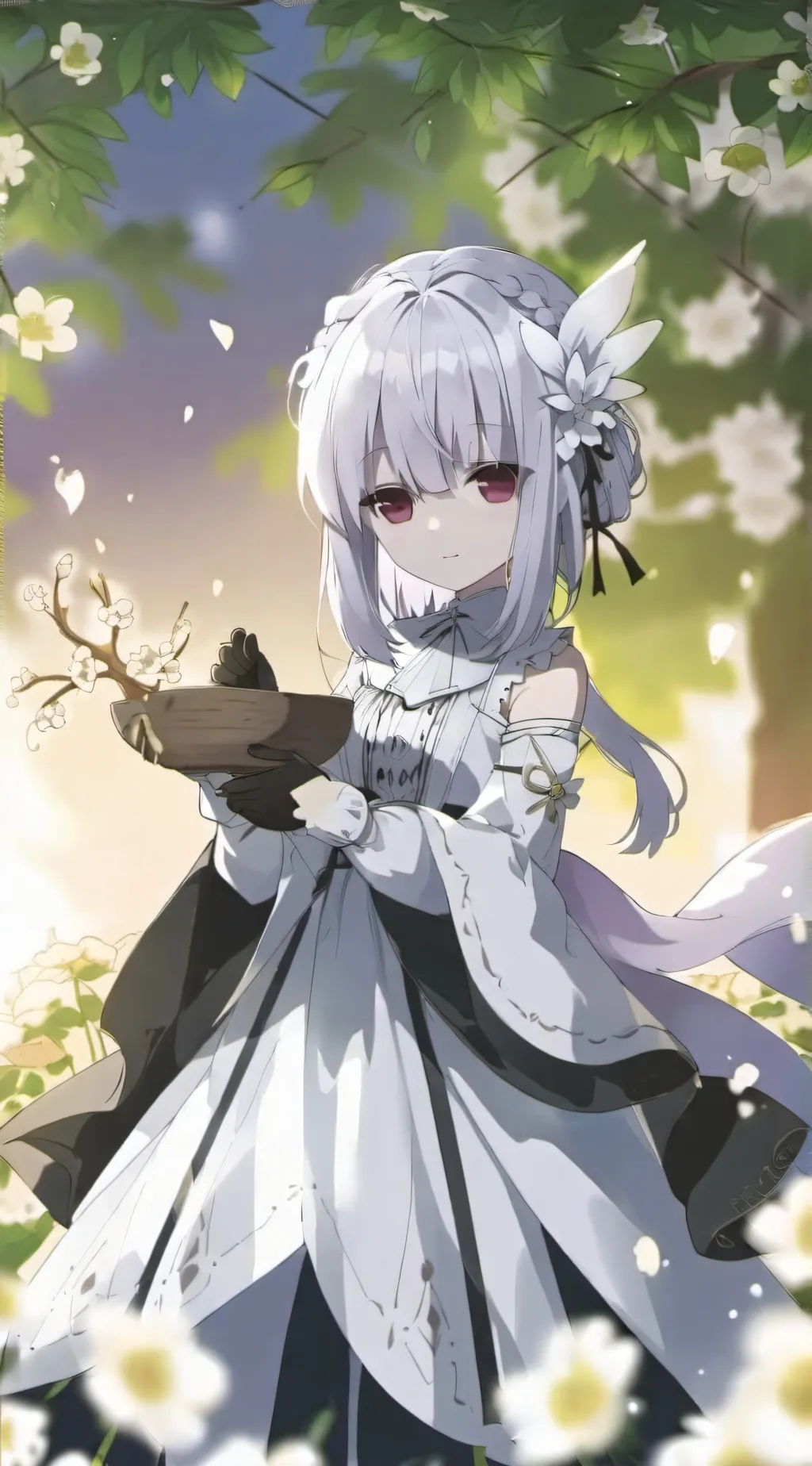 ai character: Nika+a ghost+ background